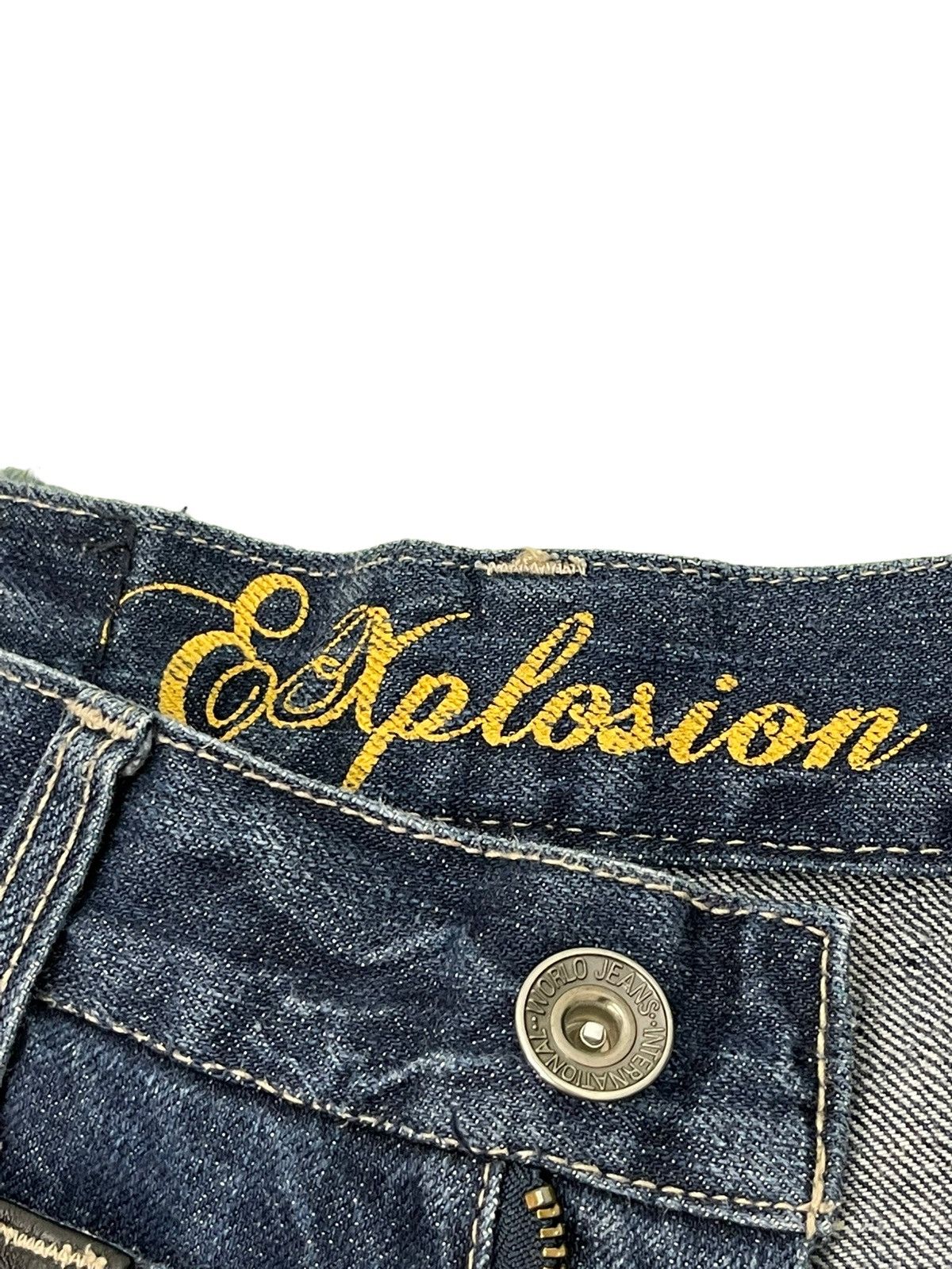 Japanese Brand Double Waist Jeans Explosion Acid Wash Regular Straight 4🟦1 Size US 29 - 20 Thumbnail