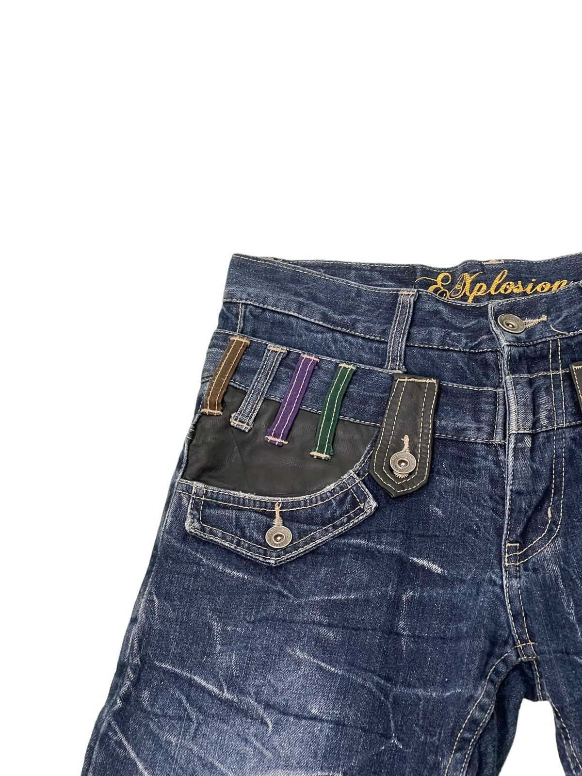 Japanese Brand Double Waist Jeans Explosion Acid Wash Regular Straight 4🟦1 Size US 29 - 19 Thumbnail