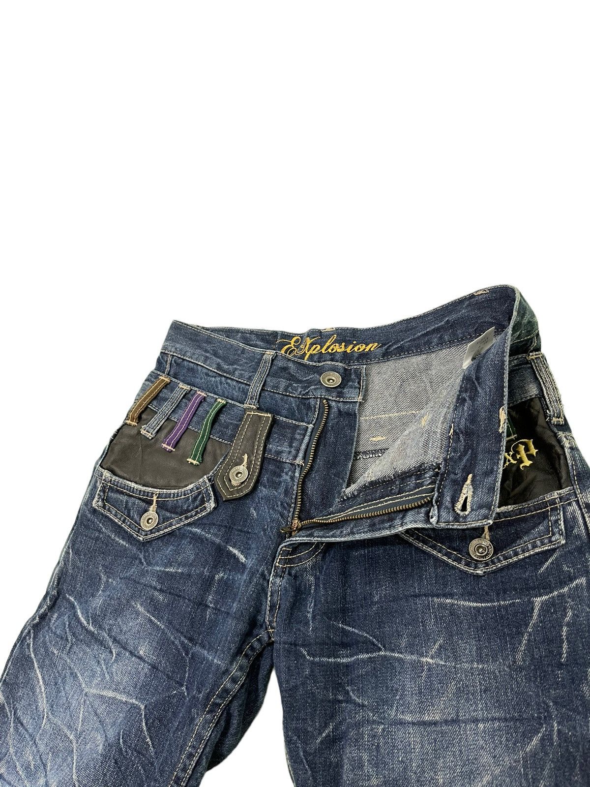 Japanese Brand Double Waist Jeans Explosion Acid Wash Regular Straight 4🟦1 Size US 29 - 21 Thumbnail