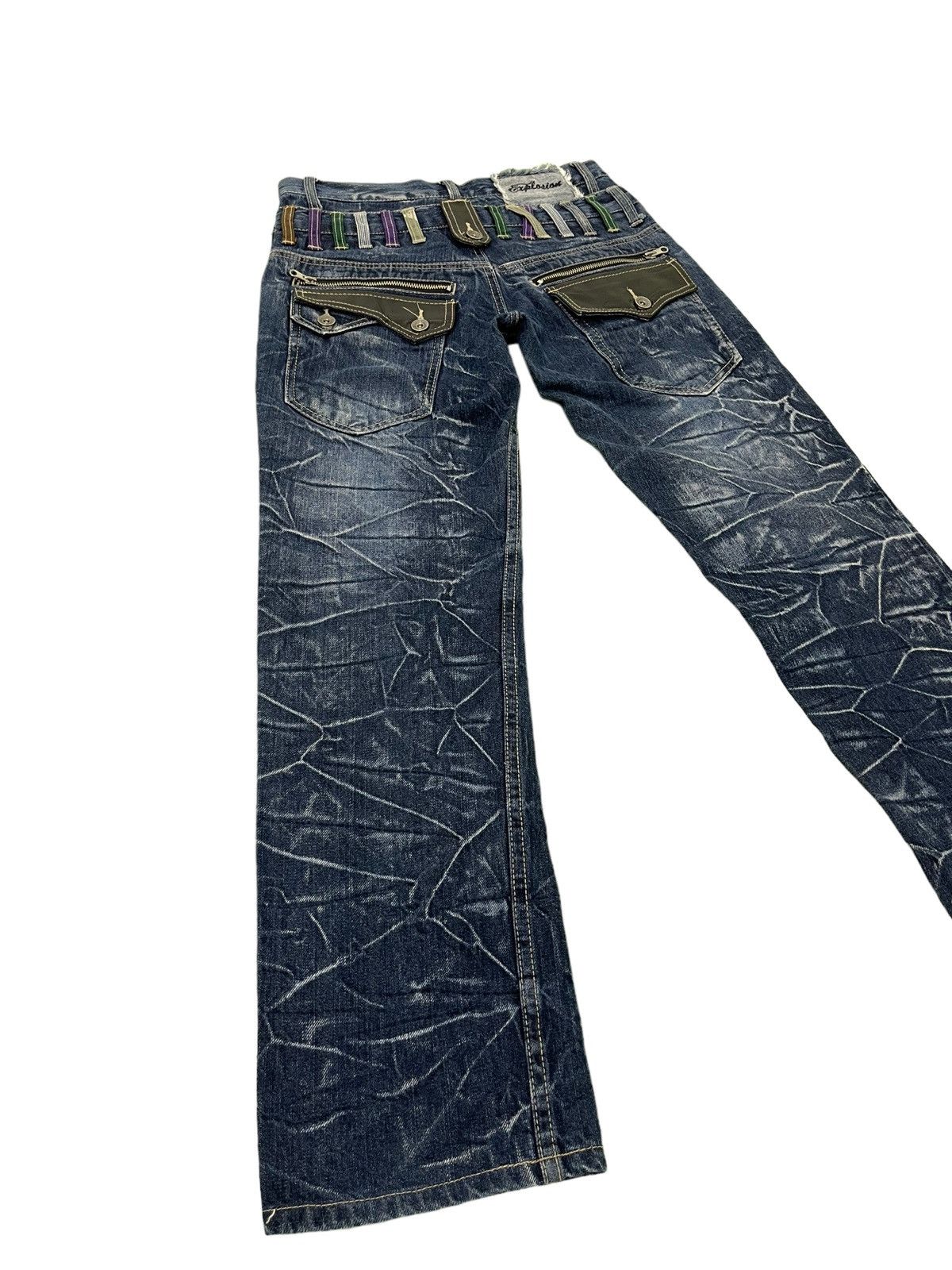 Japanese Brand Double Waist Jeans Explosion Acid Wash Regular Straight 4🟦1 Size US 29 - 1 Thumbnail