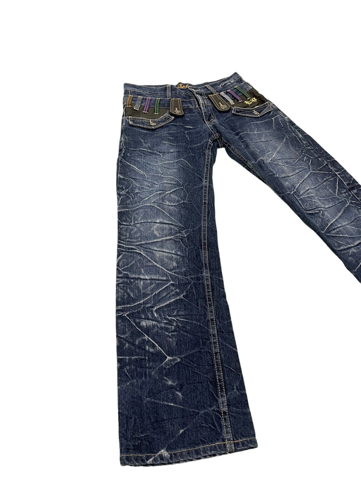 Japanese Brand Double Waist Jeans Explosion Acid Wash Regular Straight 4🟦1 Size US 29 - 12 Thumbnail