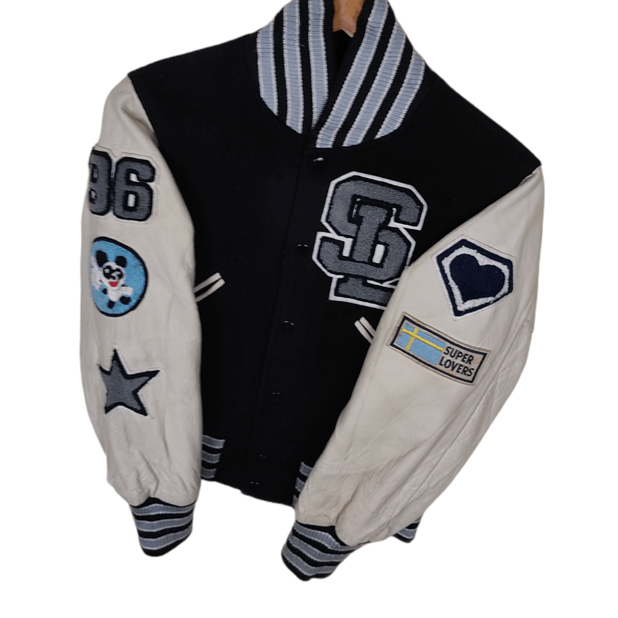 Japanese Brand × Vintage Vintage SUPER LOVERS Leather Varsity Jacket Size M / US 6-8 / IT 42-44 - 1 Thumbnail