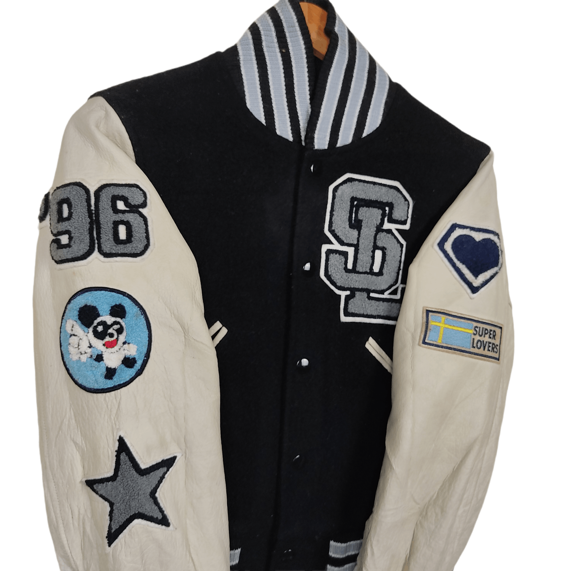 Japanese Brand × Vintage Vintage SUPER LOVERS Leather Varsity Jacket Size M / US 6-8 / IT 42-44 - 4 Thumbnail