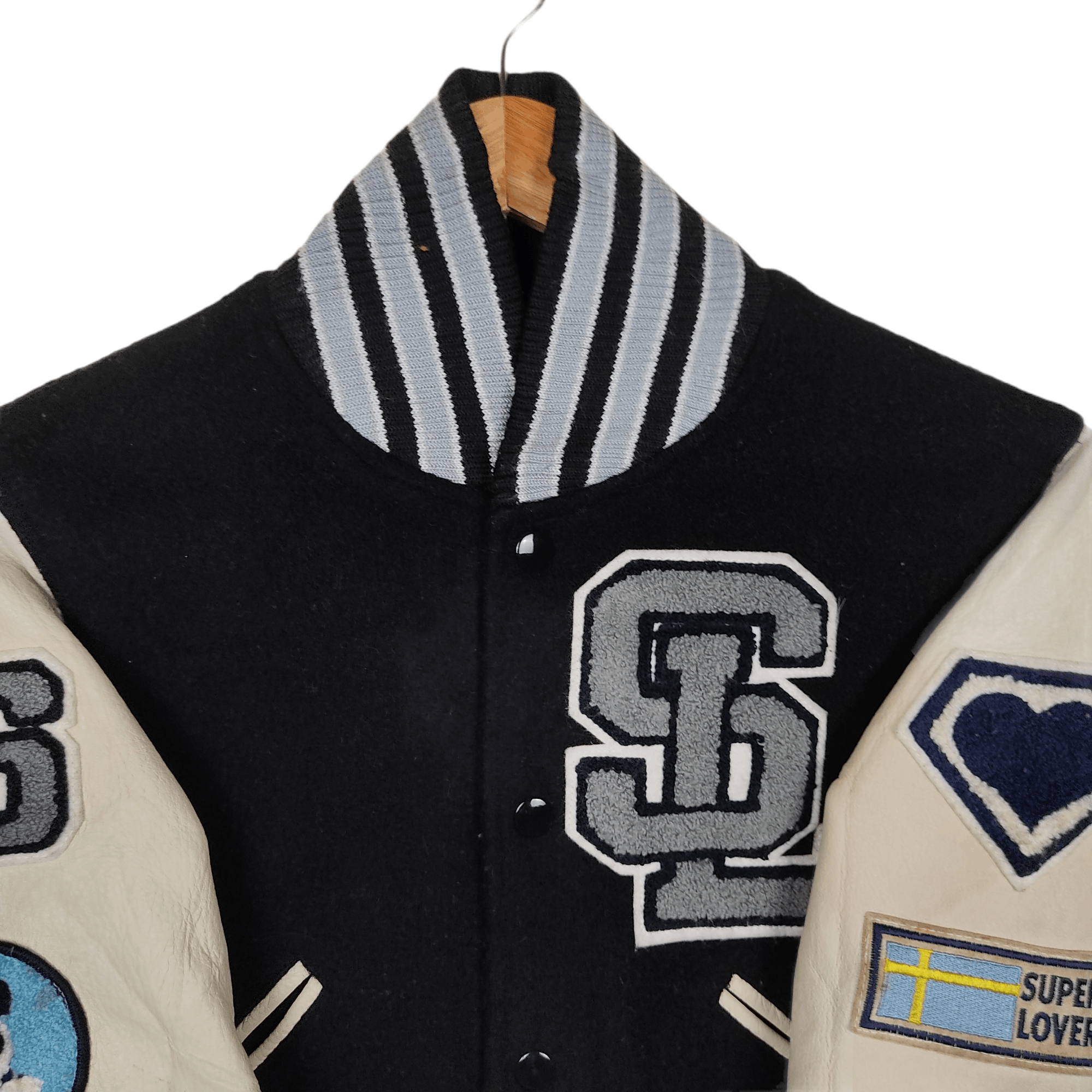 Japanese Brand × Vintage Vintage SUPER LOVERS Leather Varsity Jacket Size M / US 6-8 / IT 42-44 - 6 Thumbnail