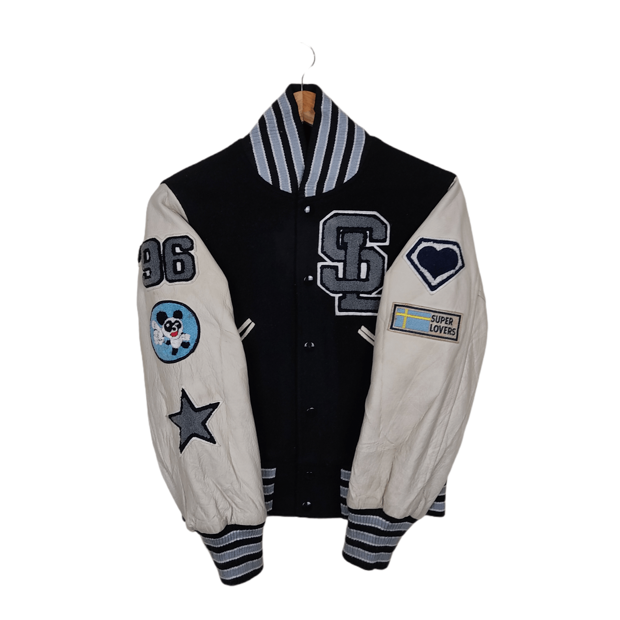 Japanese Brand × Vintage Vintage SUPER LOVERS Leather Varsity Jacket Size M / US 6-8 / IT 42-44 - 3 Thumbnail