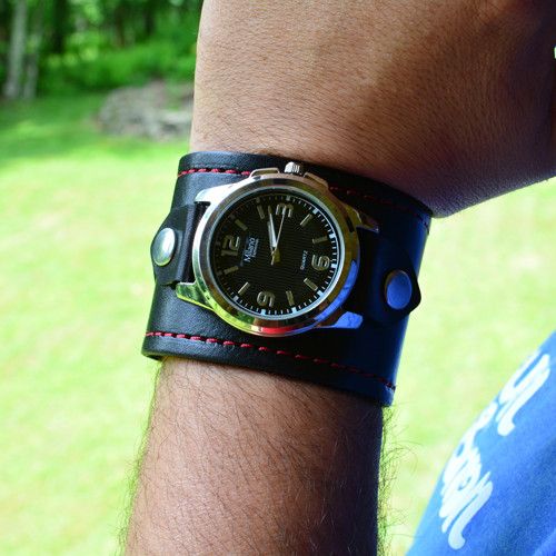 Men's Leather Cuff Watch