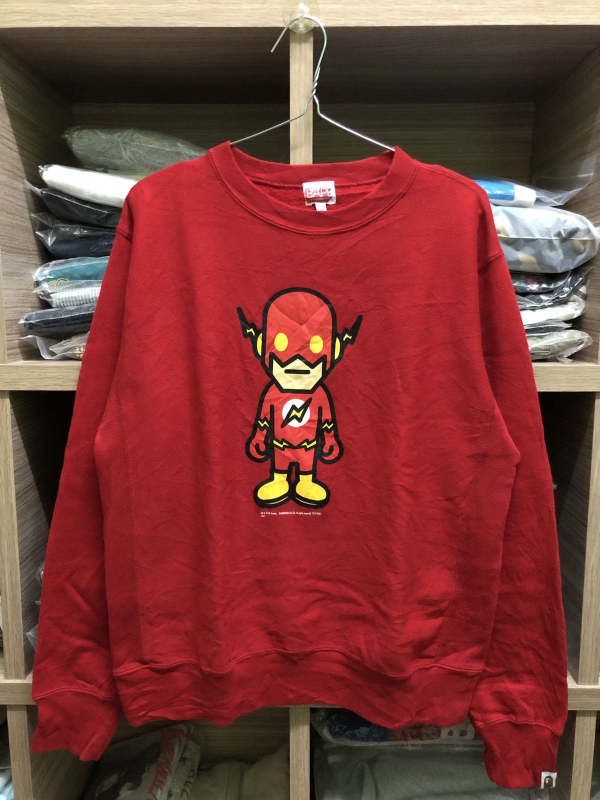 image of Og 2007 Bape X The Flash Crewneck in Red, Men's (Size Small)