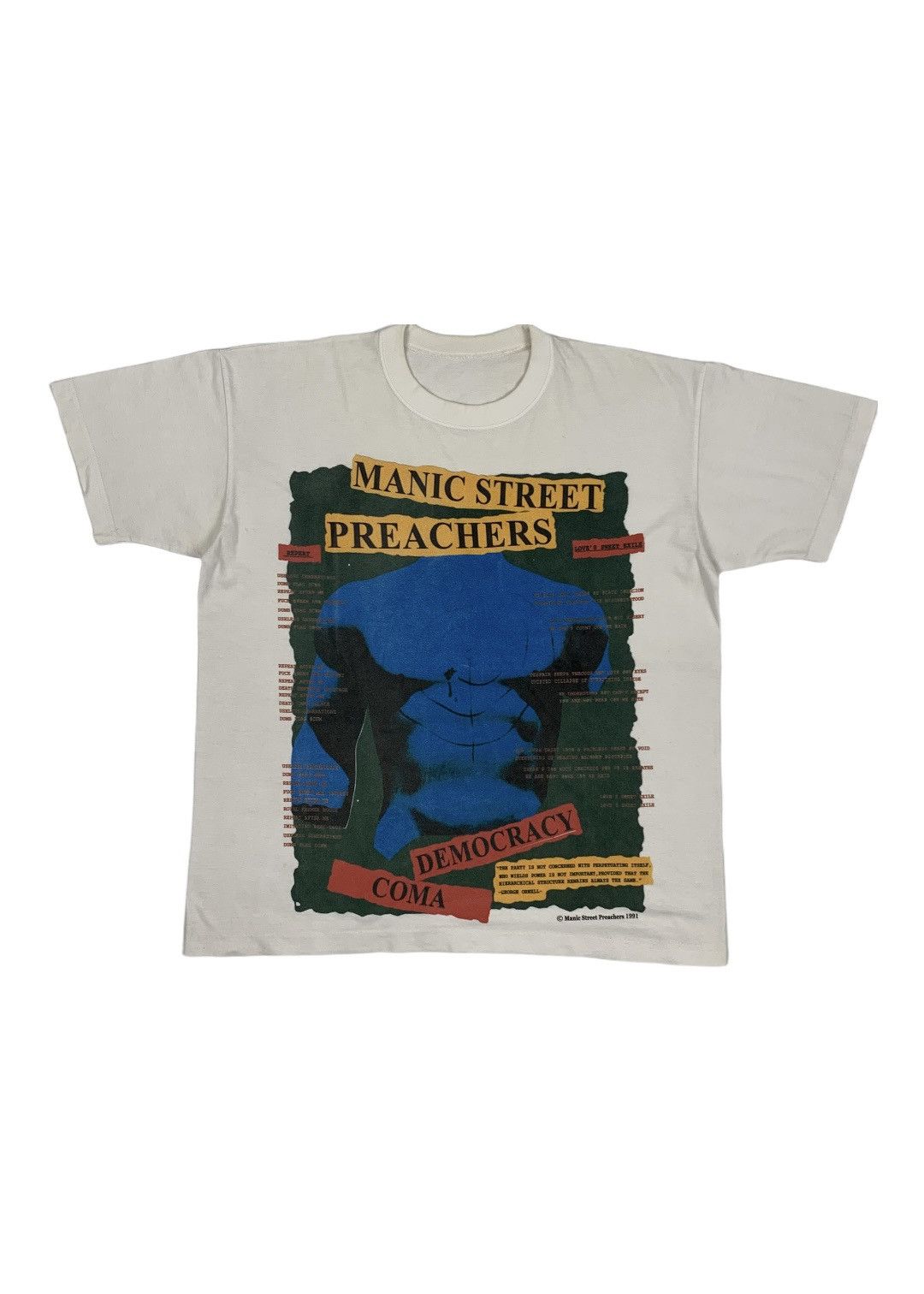 Band Tees Vintage 1991 Manic Street Preachers Democracy Coma Song Size US L / EU 52-54 / 3 - 1 Thumbnail