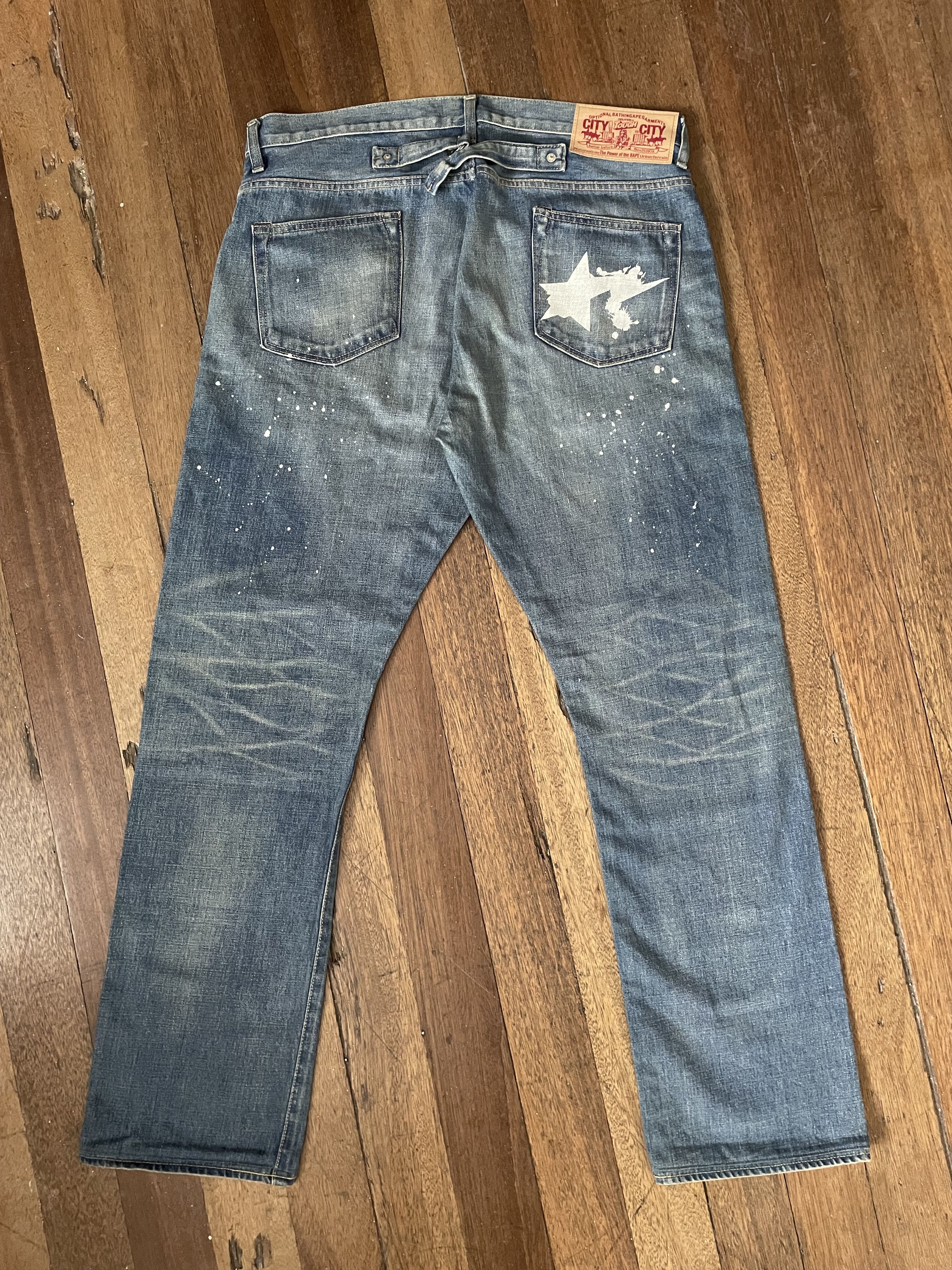 image of Bapesta Paint Splat Denim Selvedge Pants, Men's (Size 36)