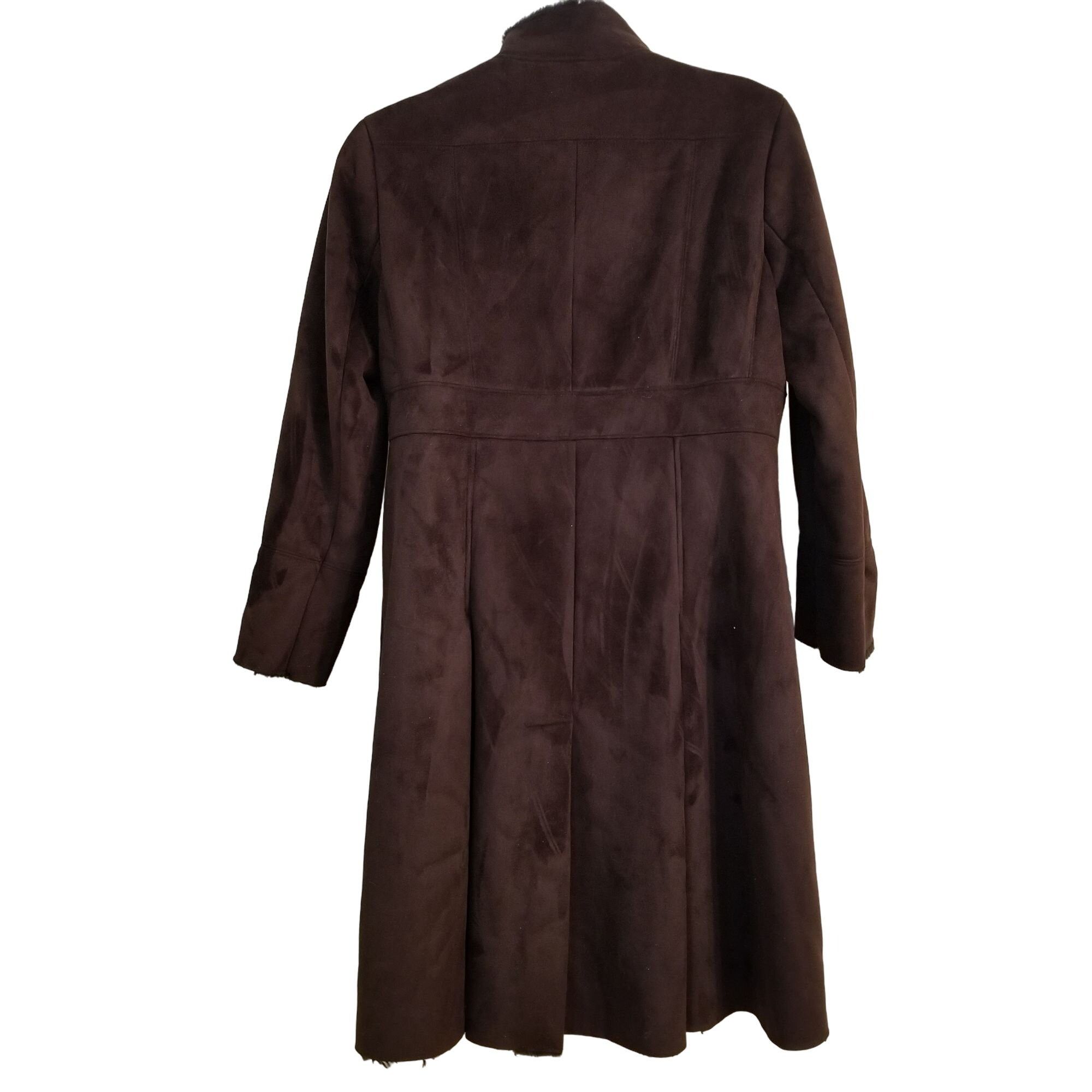 Calvin Klein XL Suede Long Fur Trench Coat Heavy Rancher