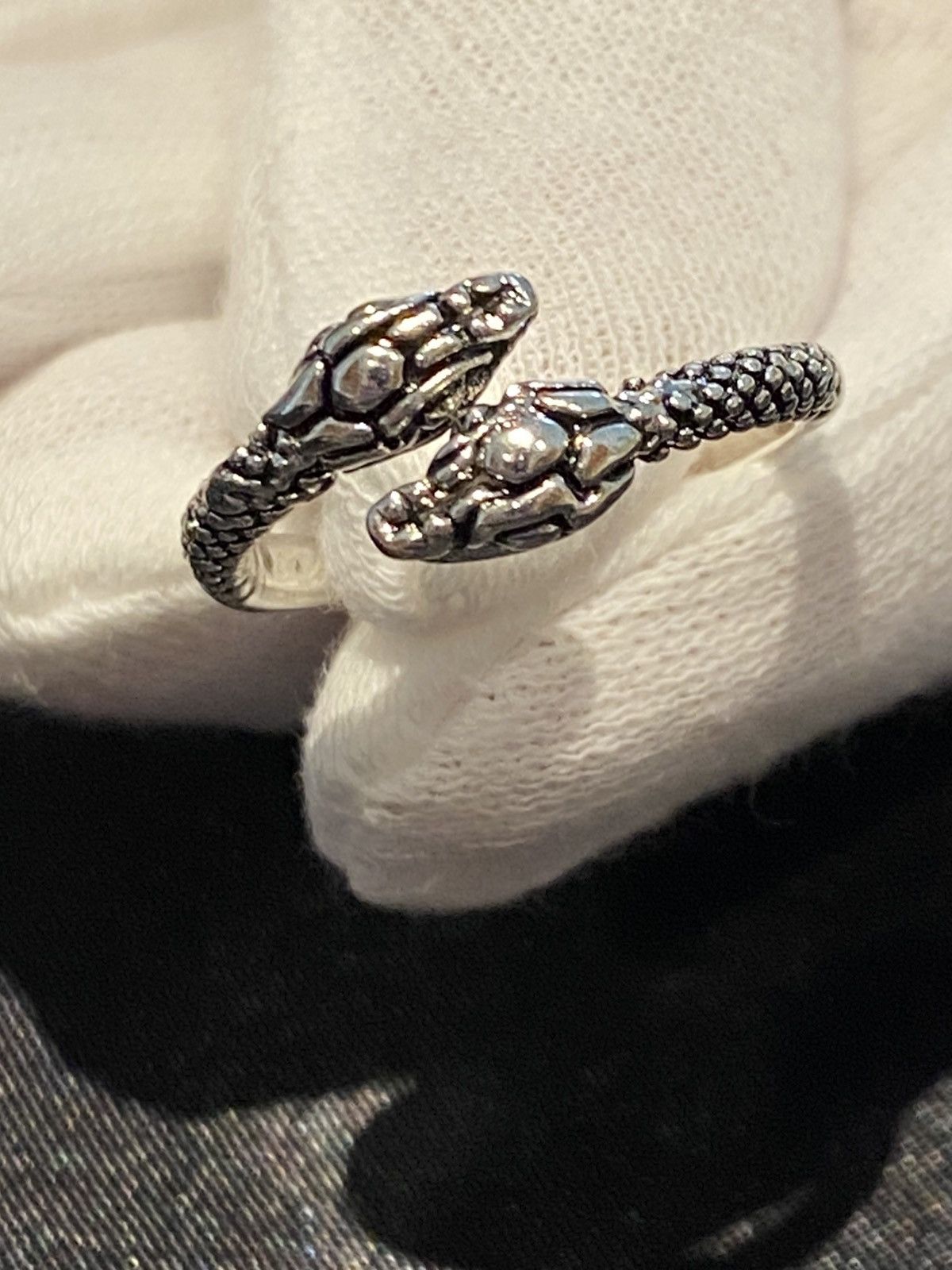 Vintage Punk gothic snake silver ring Size ONE SIZE - 2 Thumbnail