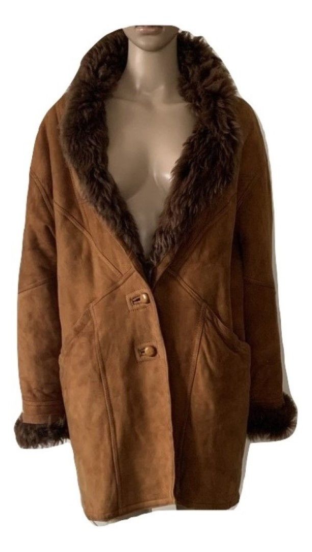 Vintage real real leather and fur shearling coat