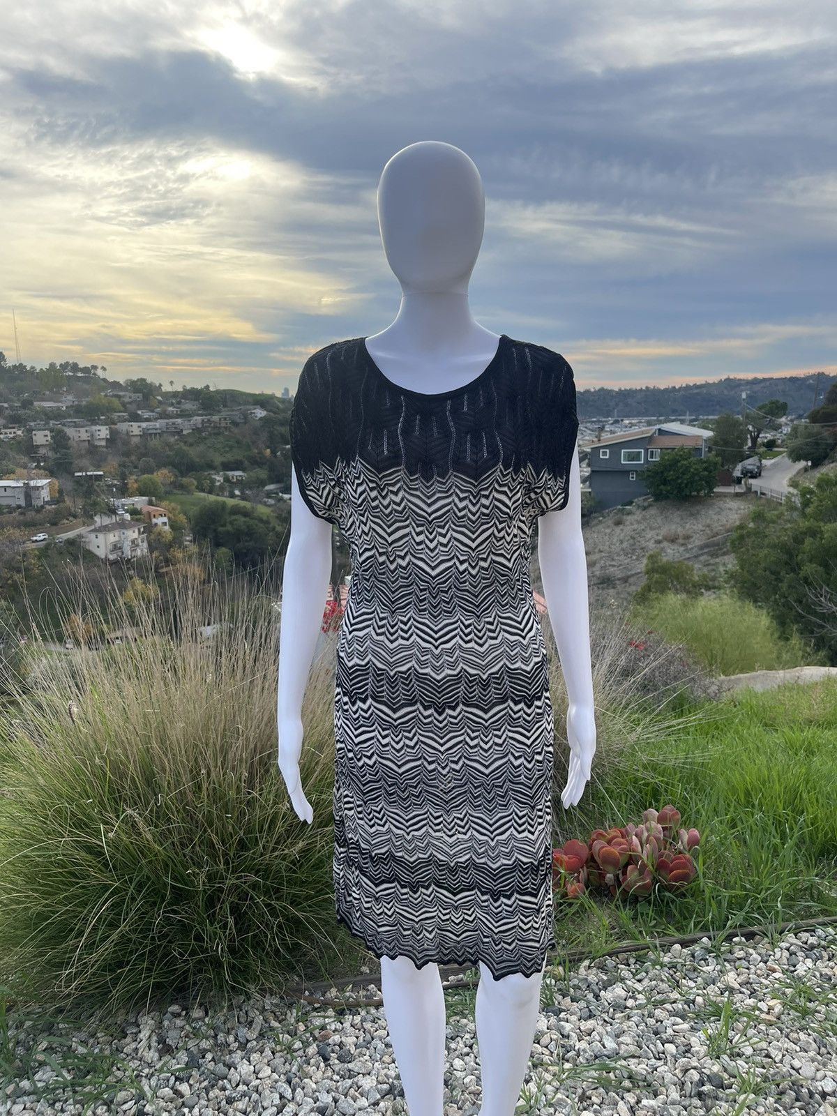Missoni black & white scoop neck shift dress