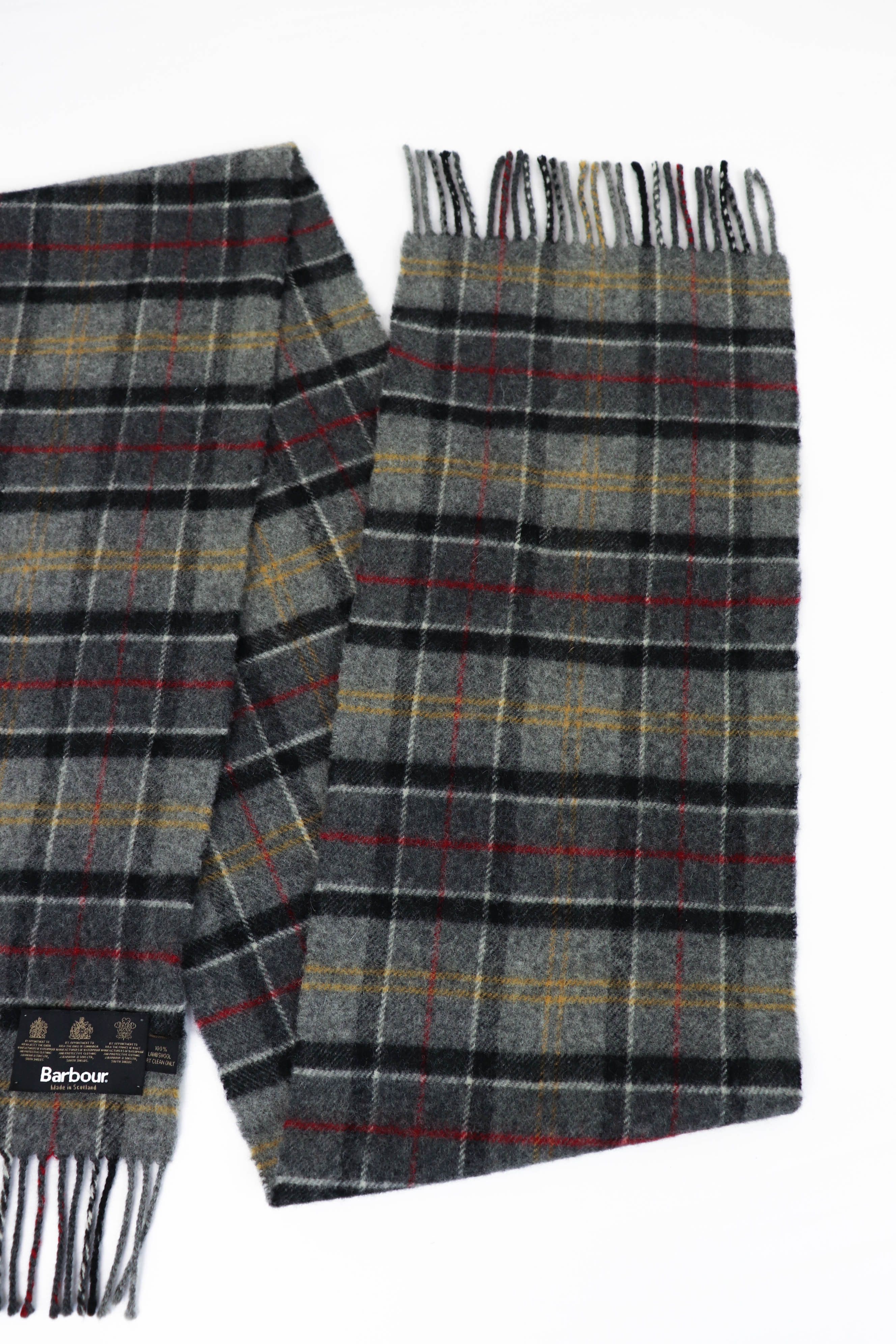 Barbour Barbour Grey Tartan Made in Scotland Lambswool Scarf Size ONE SIZE - 4 Thumbnail