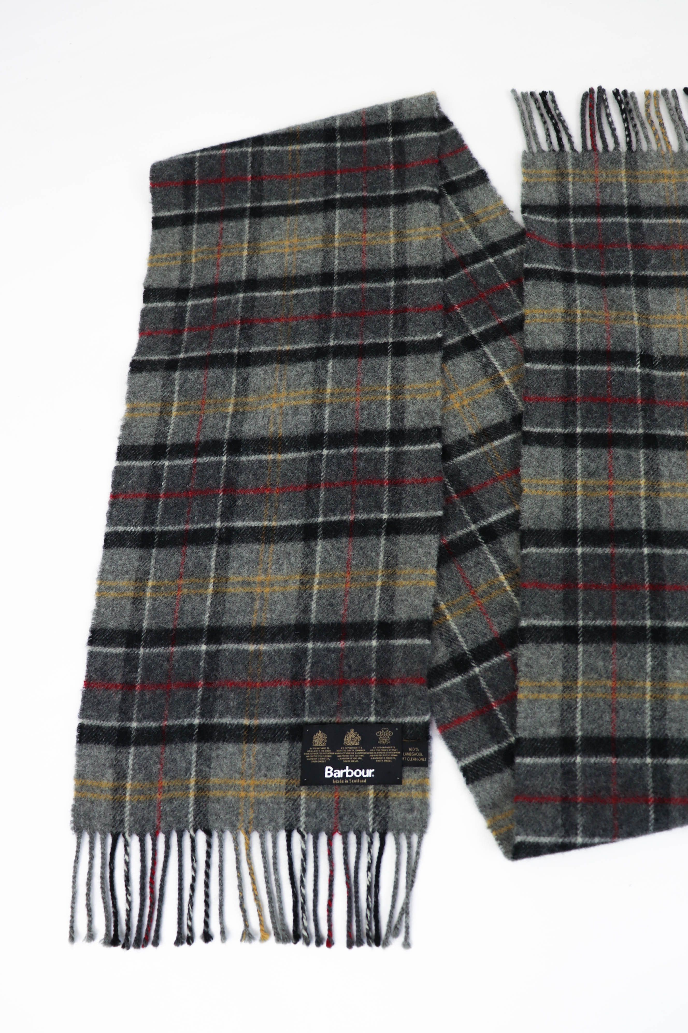 Barbour Barbour Grey Tartan Made in Scotland Lambswool Scarf Size ONE SIZE - 2 Thumbnail