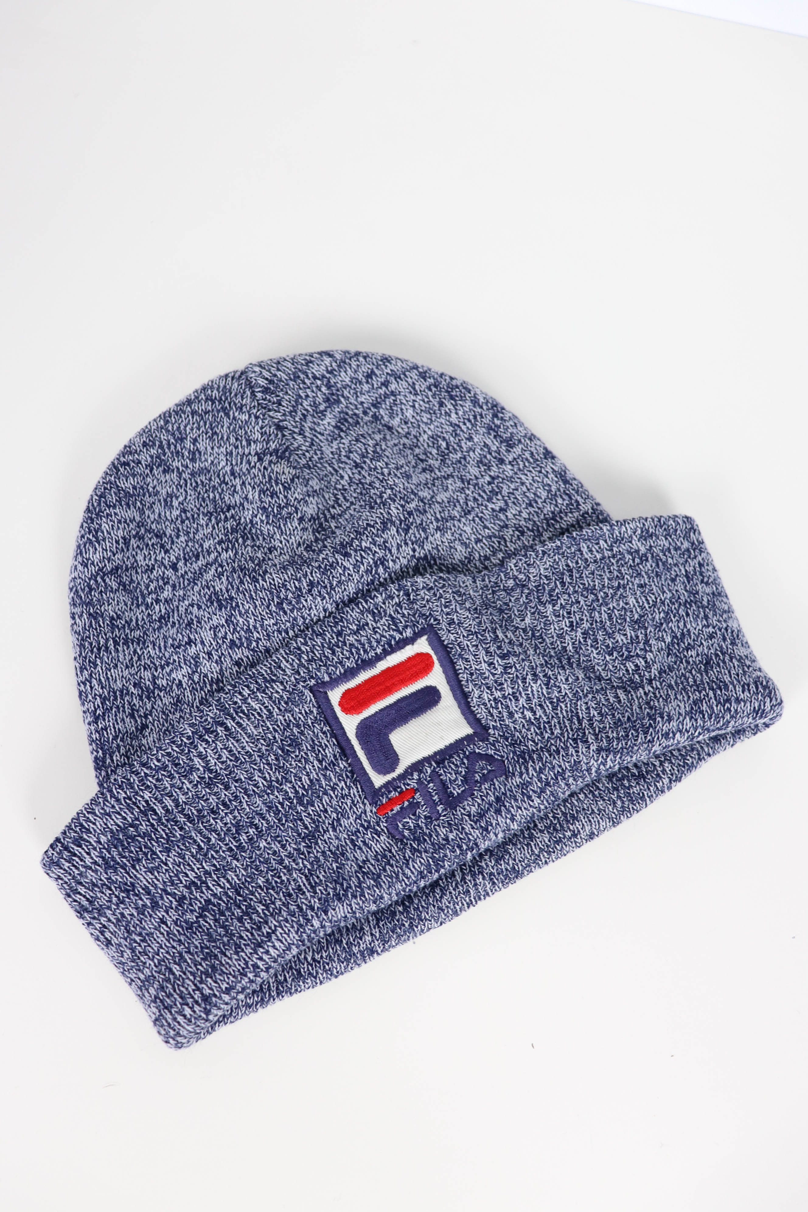 Fila × Vintage Fila Vintage 90s Melange Blue Acrylic Beanie Hat Size ONE SIZE - 2 Thumbnail