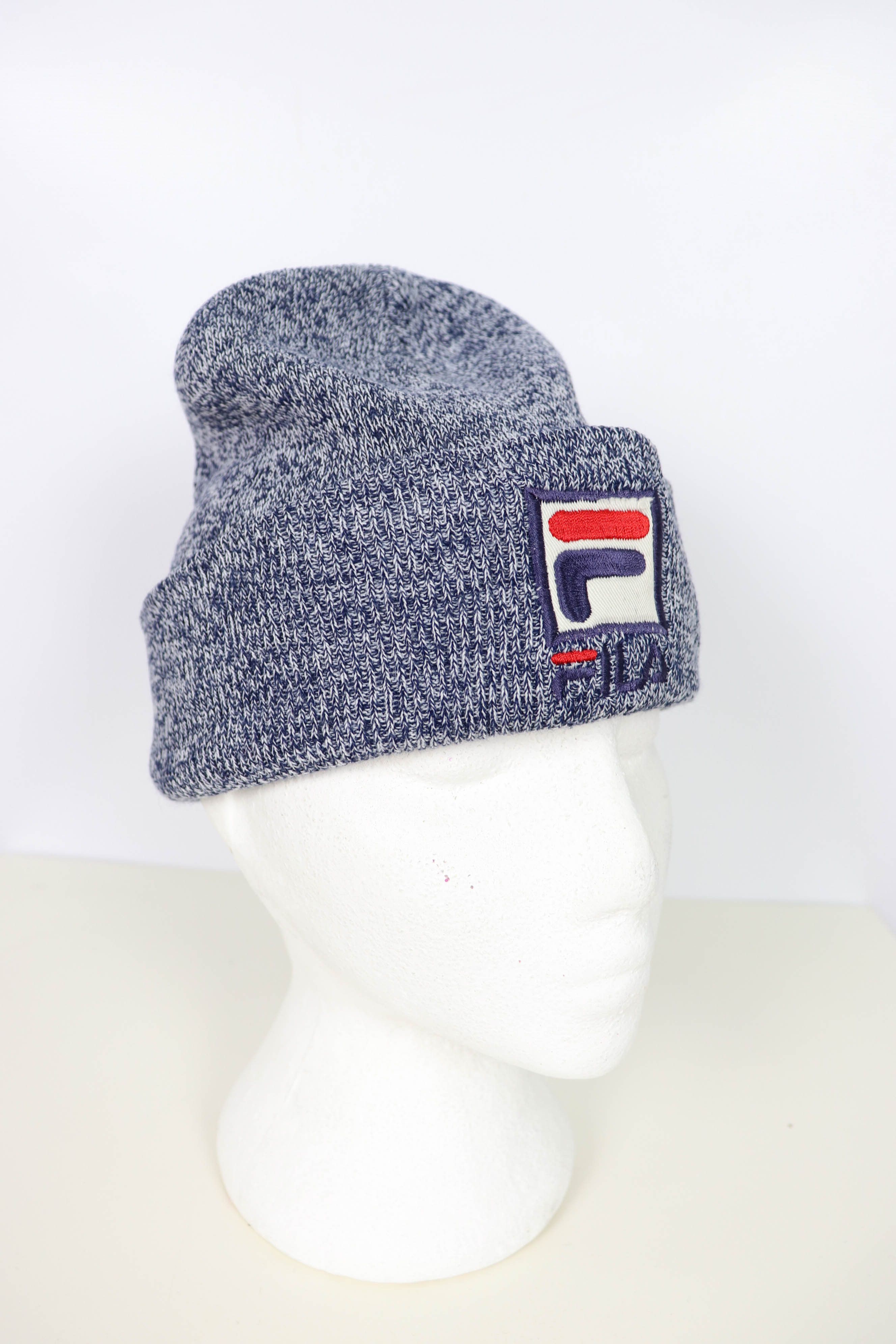 Fila × Vintage Fila Vintage 90s Melange Blue Acrylic Beanie Hat Size ONE SIZE - 1 Thumbnail