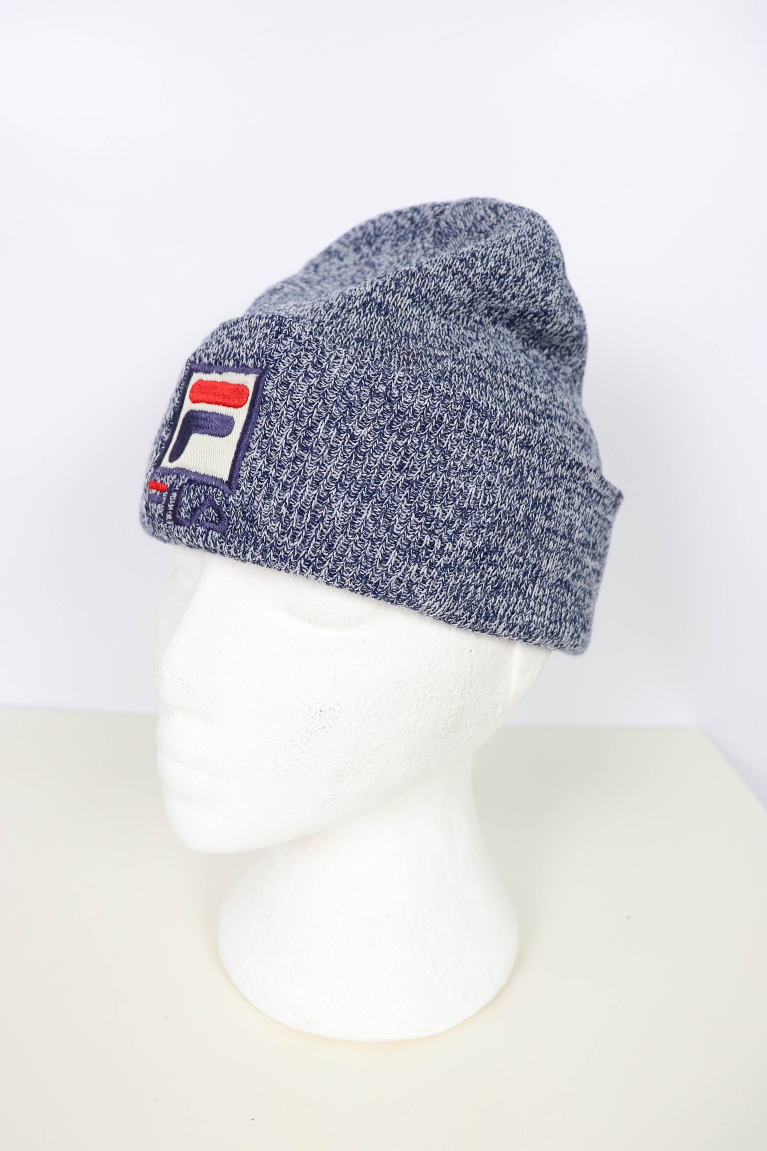 Fila × Vintage Fila Vintage 90s Melange Blue Acrylic Beanie Hat Size ONE SIZE - 3 Thumbnail