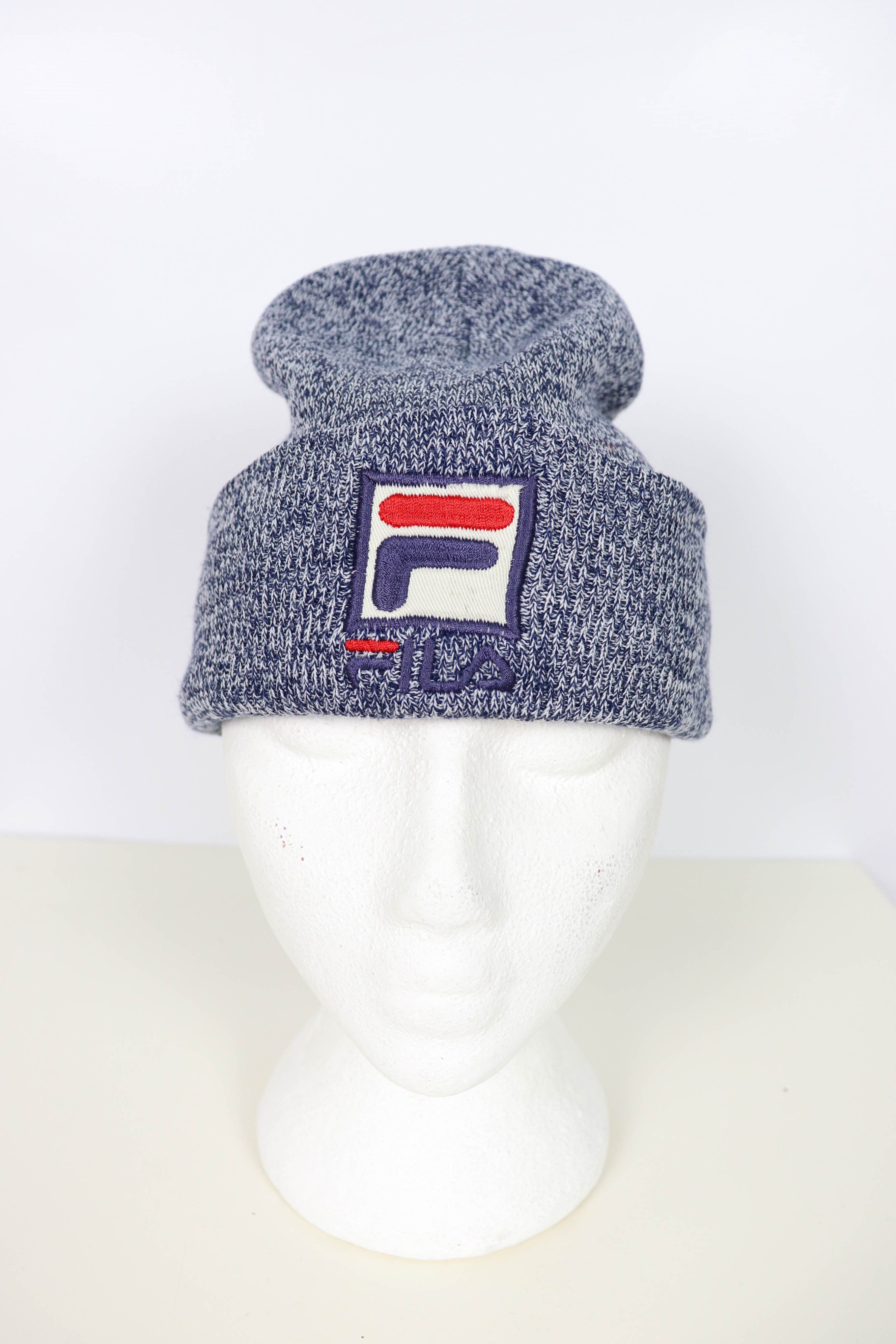 Fila × Vintage Fila Vintage 90s Melange Blue Acrylic Beanie Hat Size ONE SIZE - 4 Thumbnail