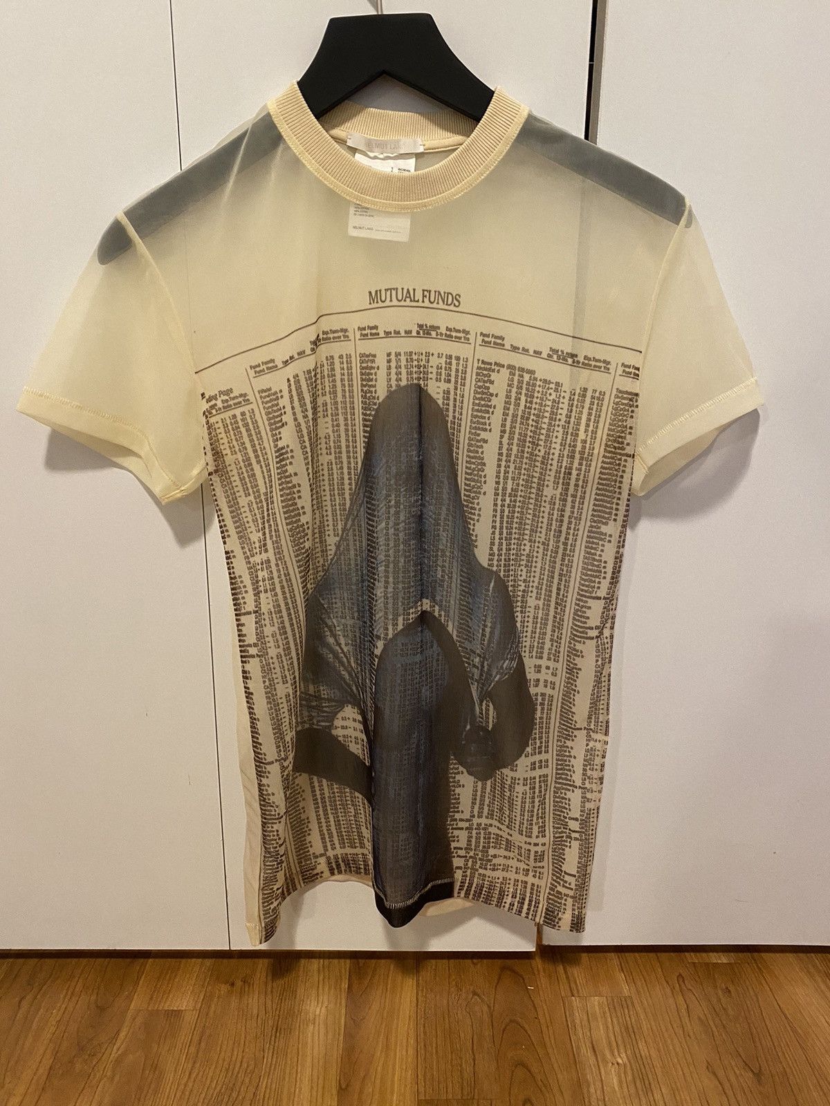 トップス Helmut Lang MUTUAL FUNDS sheer tops Helmut Lang Helmut Lang “Mutual Funds” Sheer Tee | Grailed