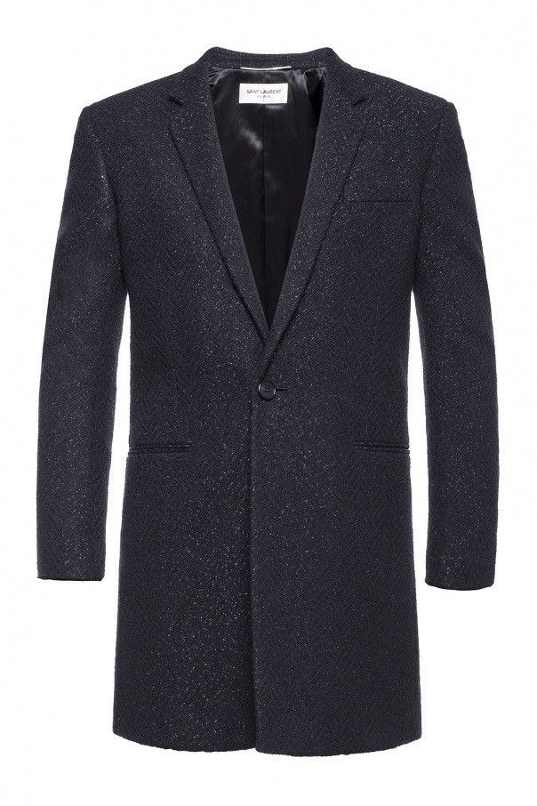 Hedi Slimane × Saint Laurent Paris × Yves Saint Laurent $4,500 Super Runway Iconic Heavy Lurex Wool Coat Brane New Size US L / EU 52-54 / 3 - 11 Thumbnail