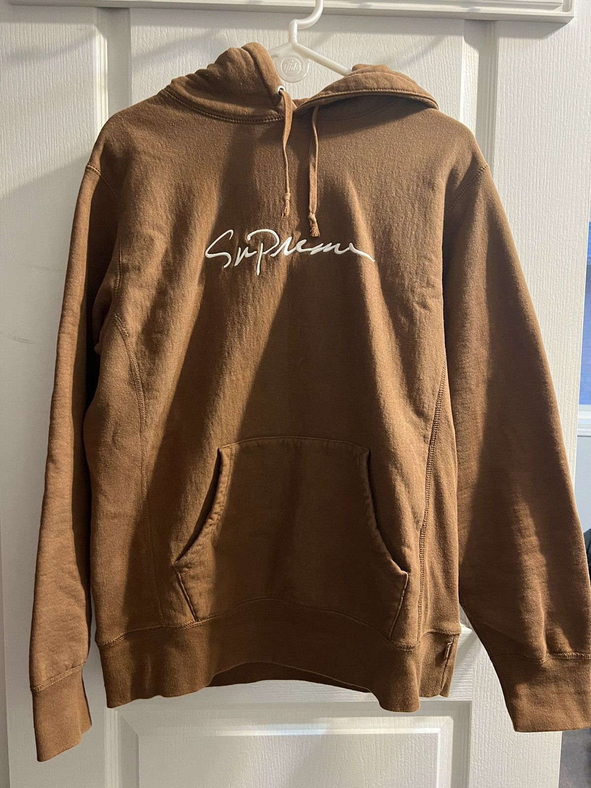 Supreme Supreme Script Logo Brown Hoodie | Grailed