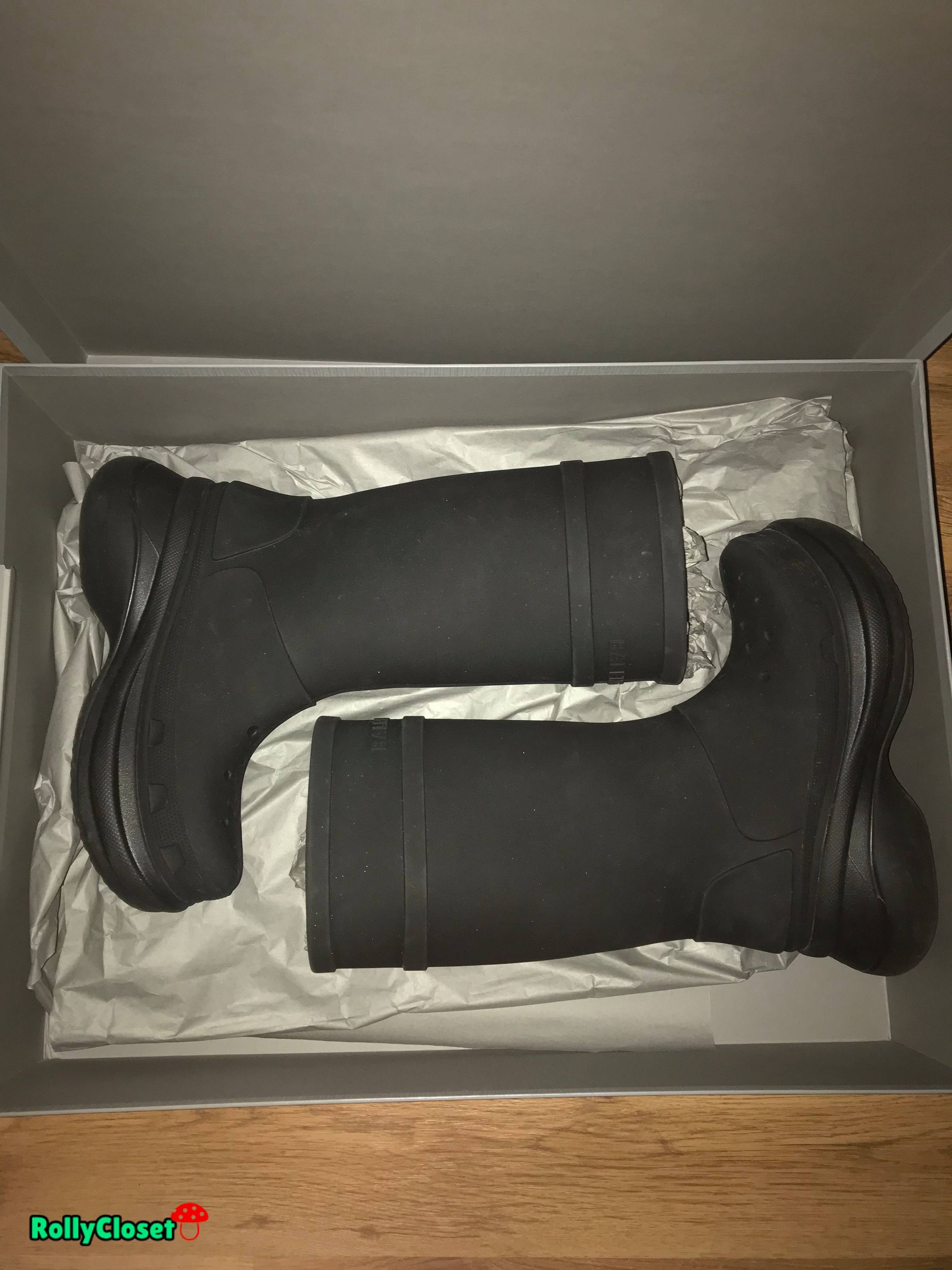 BALENCIAGA CROCS BLACK RAIN BOOTS