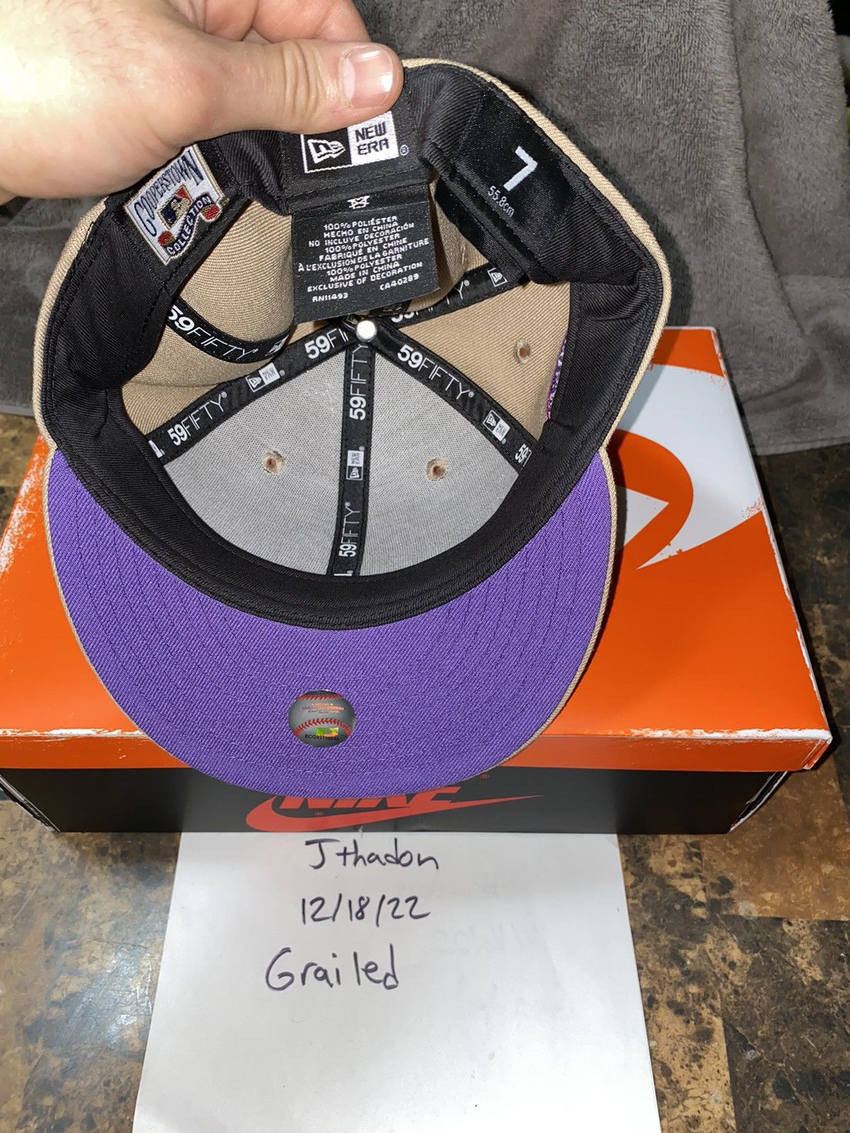 Seattle Mariners New Era 59fifty size 7 khaki purple pink