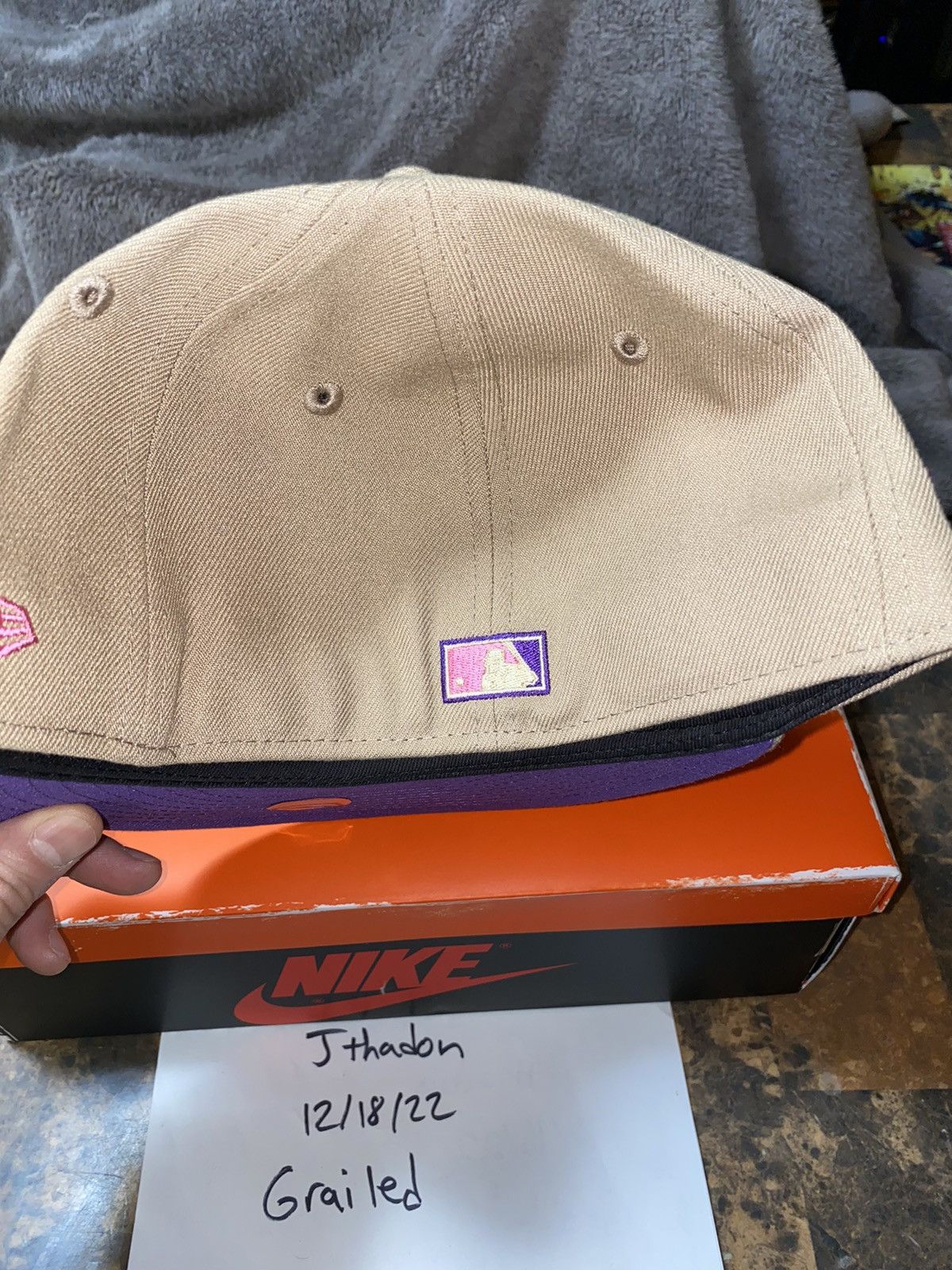 Seattle Mariners New Era 59fifty size 7 khaki purple pink