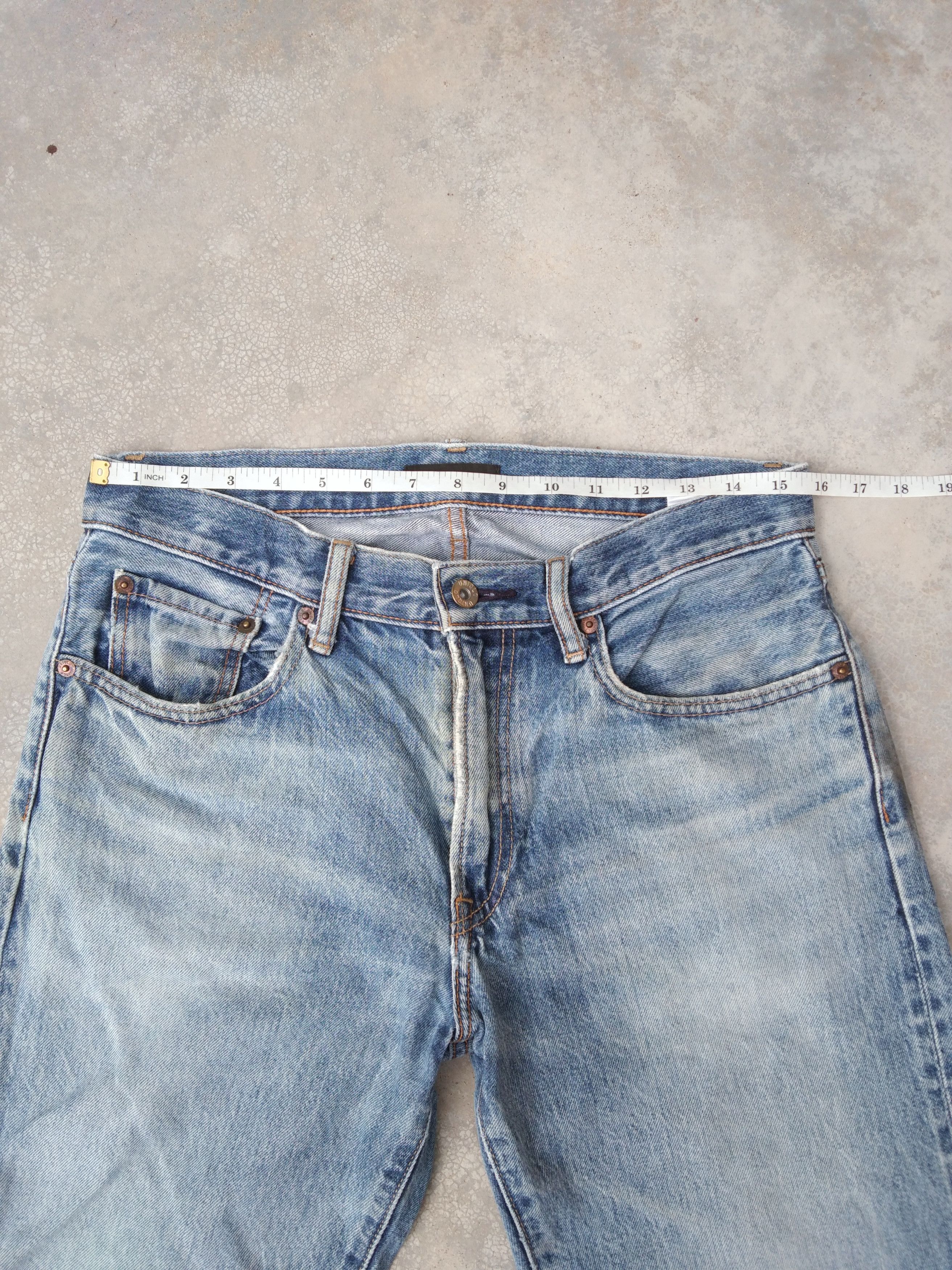 Japanese Brand Vintage Japanese Uniqlo x Kaihara Blue Washed Jeans 31x30 Size US 31 - 3 Thumbnail