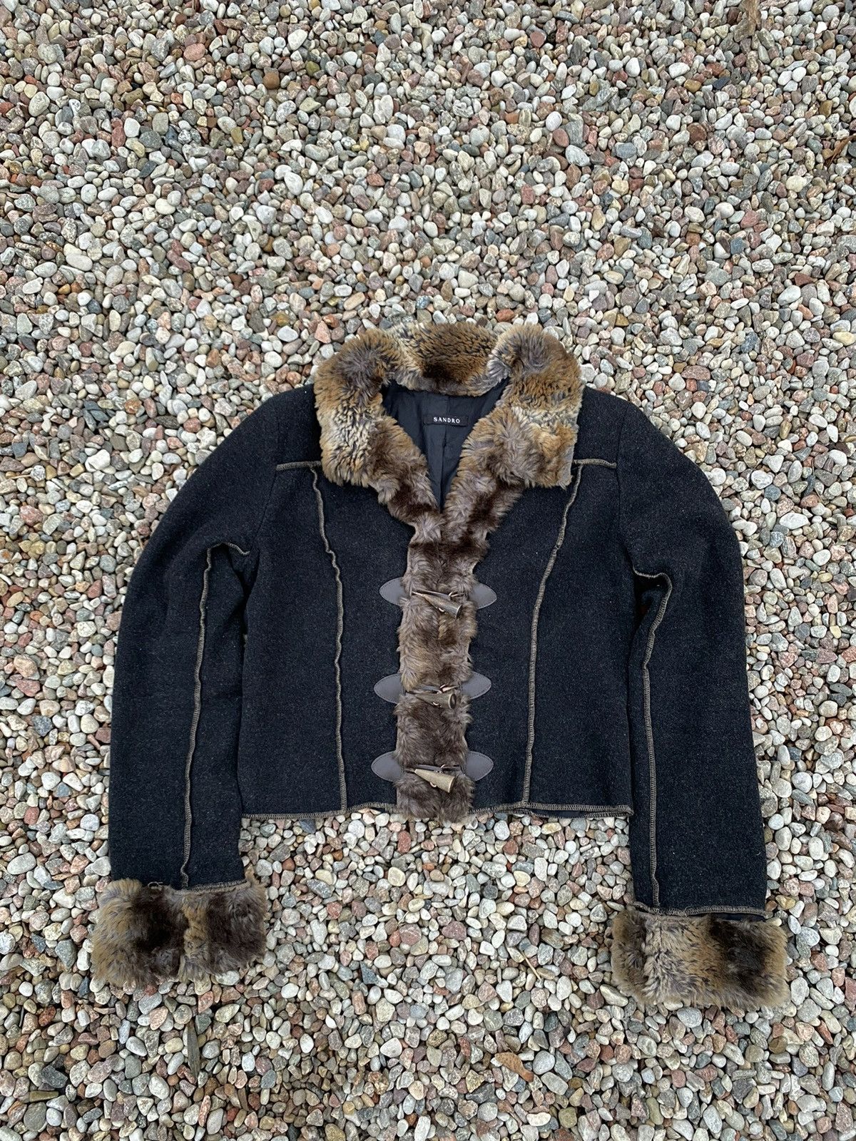 Sandro × Vintage Sandro Laine Cashmere Wool Duffle Jacket Size S / US 4 / IT 40 - 2 Thumbnail