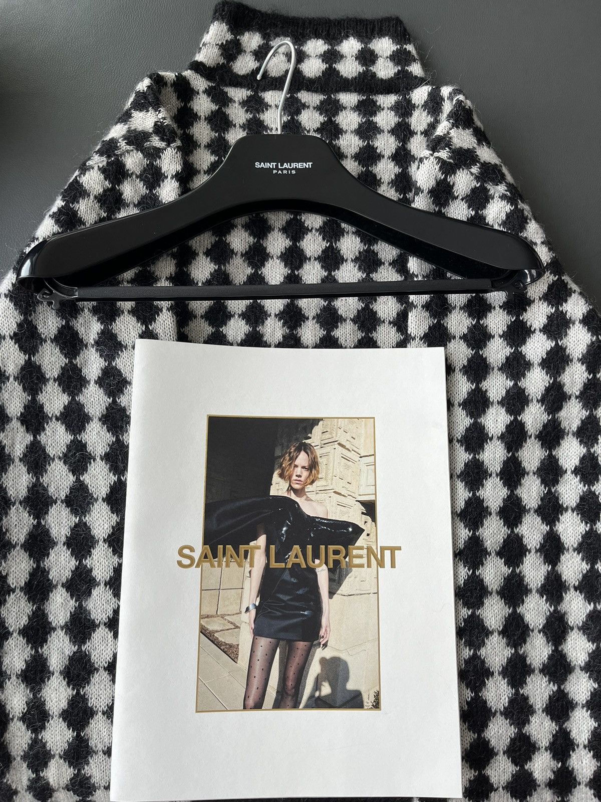 Hedi Slimane × Saint Laurent Paris × Yves Saint Laurent Rare Super Runway Brand New Los Angles Chess Sweater Size US L / EU 52-54 / 3 - 3 Thumbnail