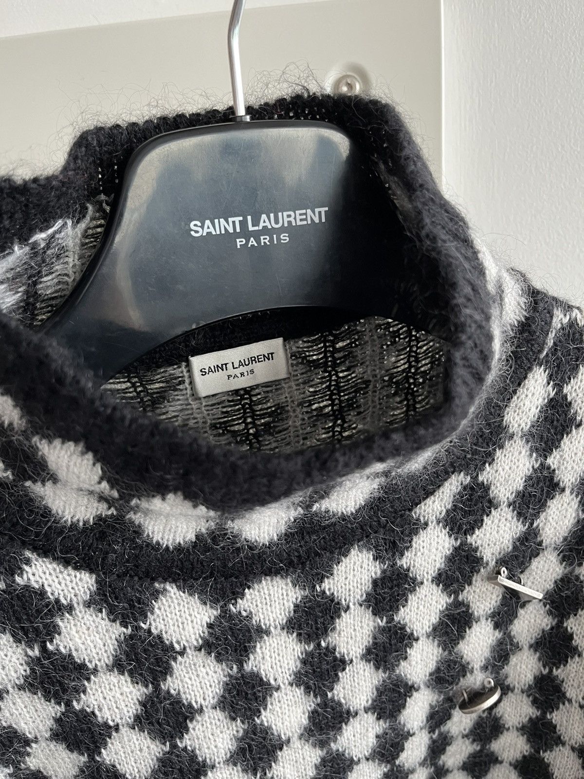 Hedi Slimane × Saint Laurent Paris × Yves Saint Laurent Rare Super Runway Brand New Los Angles Chess Sweater Size US L / EU 52-54 / 3 - 19 Thumbnail