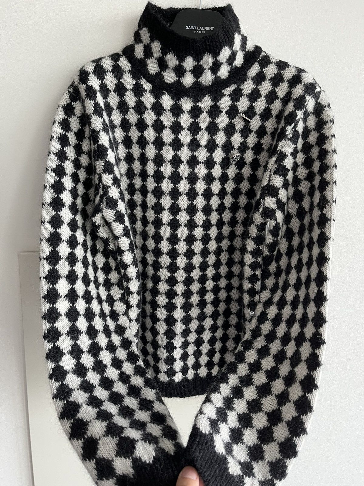 Hedi Slimane × Saint Laurent Paris × Yves Saint Laurent Rare Super Runway Brand New Los Angles Chess Sweater Size US L / EU 52-54 / 3 - 1 Thumbnail