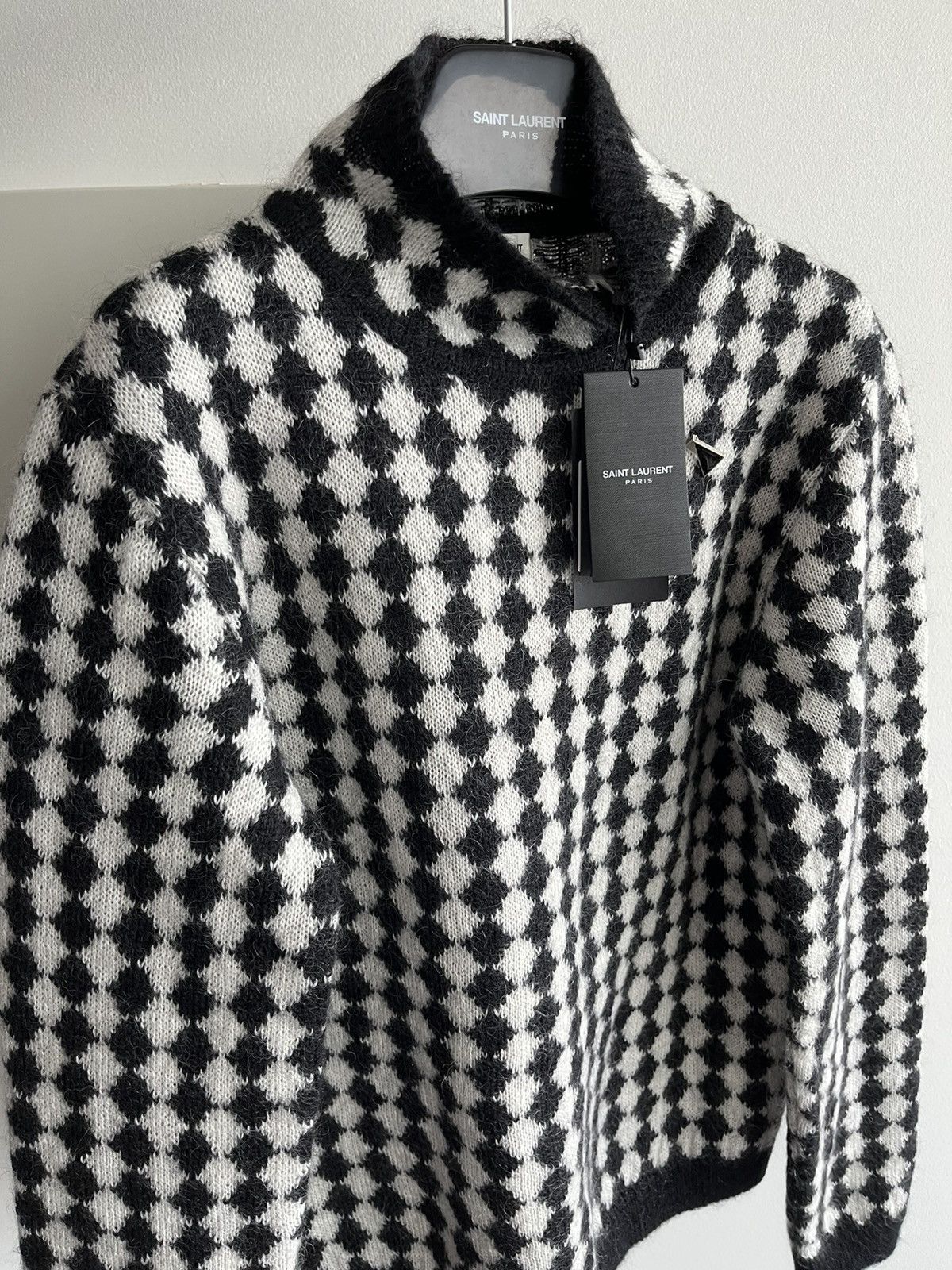 Hedi Slimane × Saint Laurent Paris × Yves Saint Laurent Rare Super Runway Brand New Los Angles Chess Sweater Size US L / EU 52-54 / 3 - 15 Thumbnail