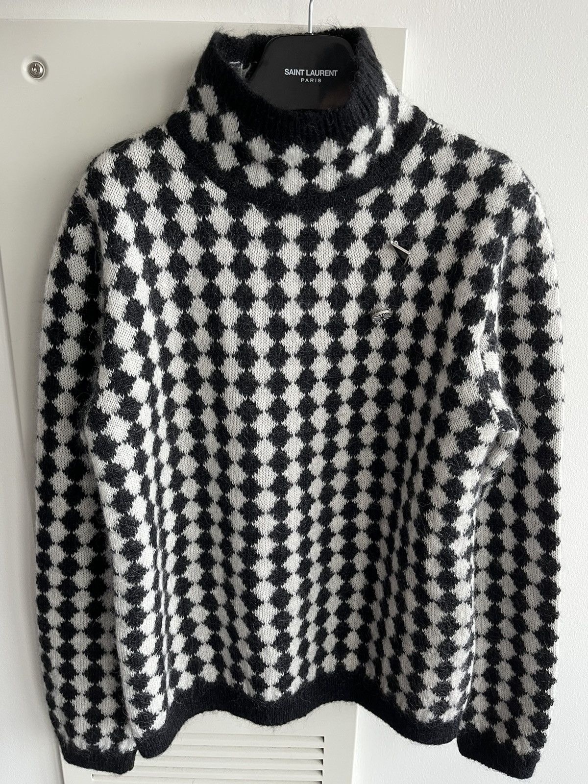 Hedi Slimane × Saint Laurent Paris × Yves Saint Laurent Rare Super Runway Brand New Los Angles Chess Sweater Size US L / EU 52-54 / 3 - 20 Thumbnail