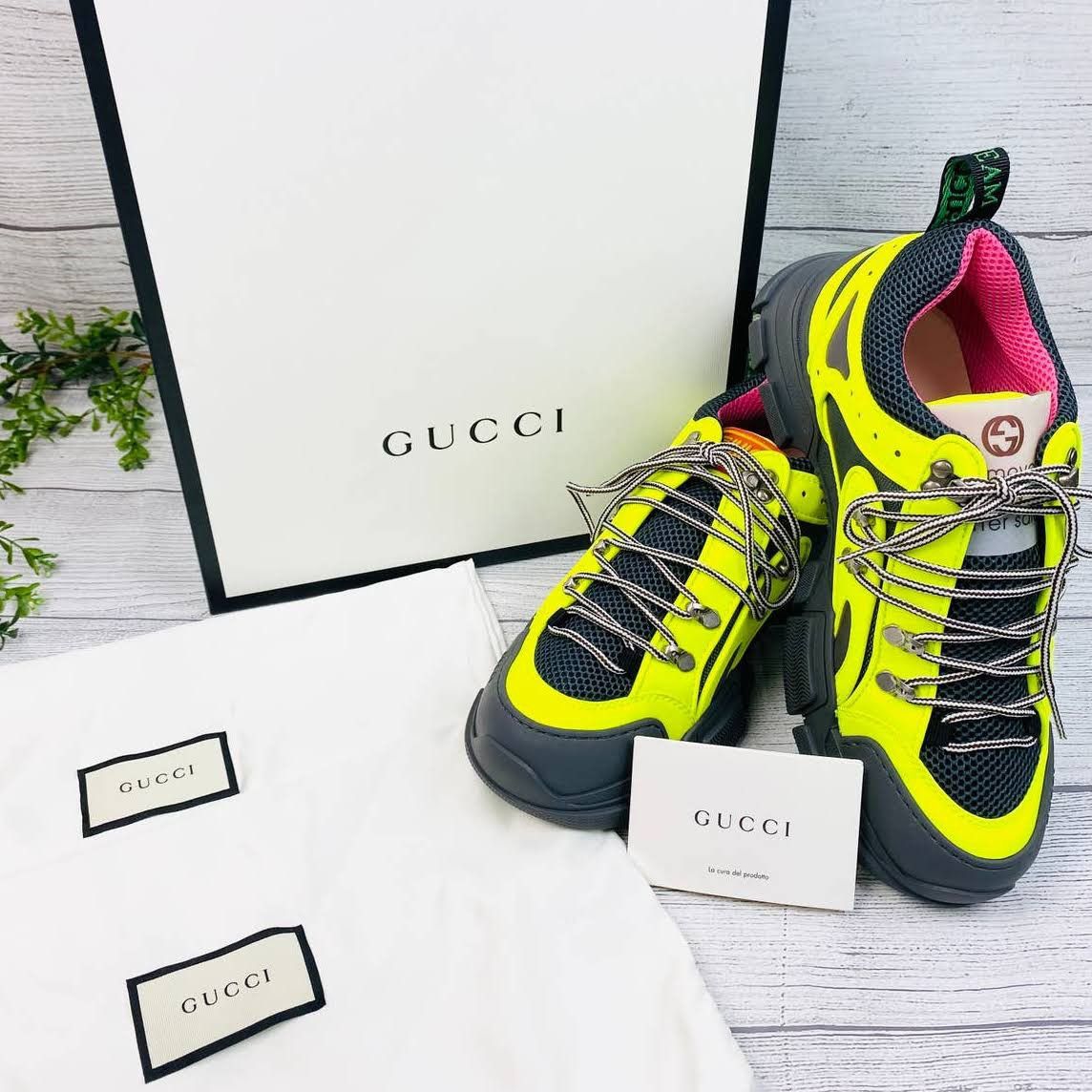image of Gucci Flashtrek Sneakers in Neon Yellow, Men's (Size 7.5)