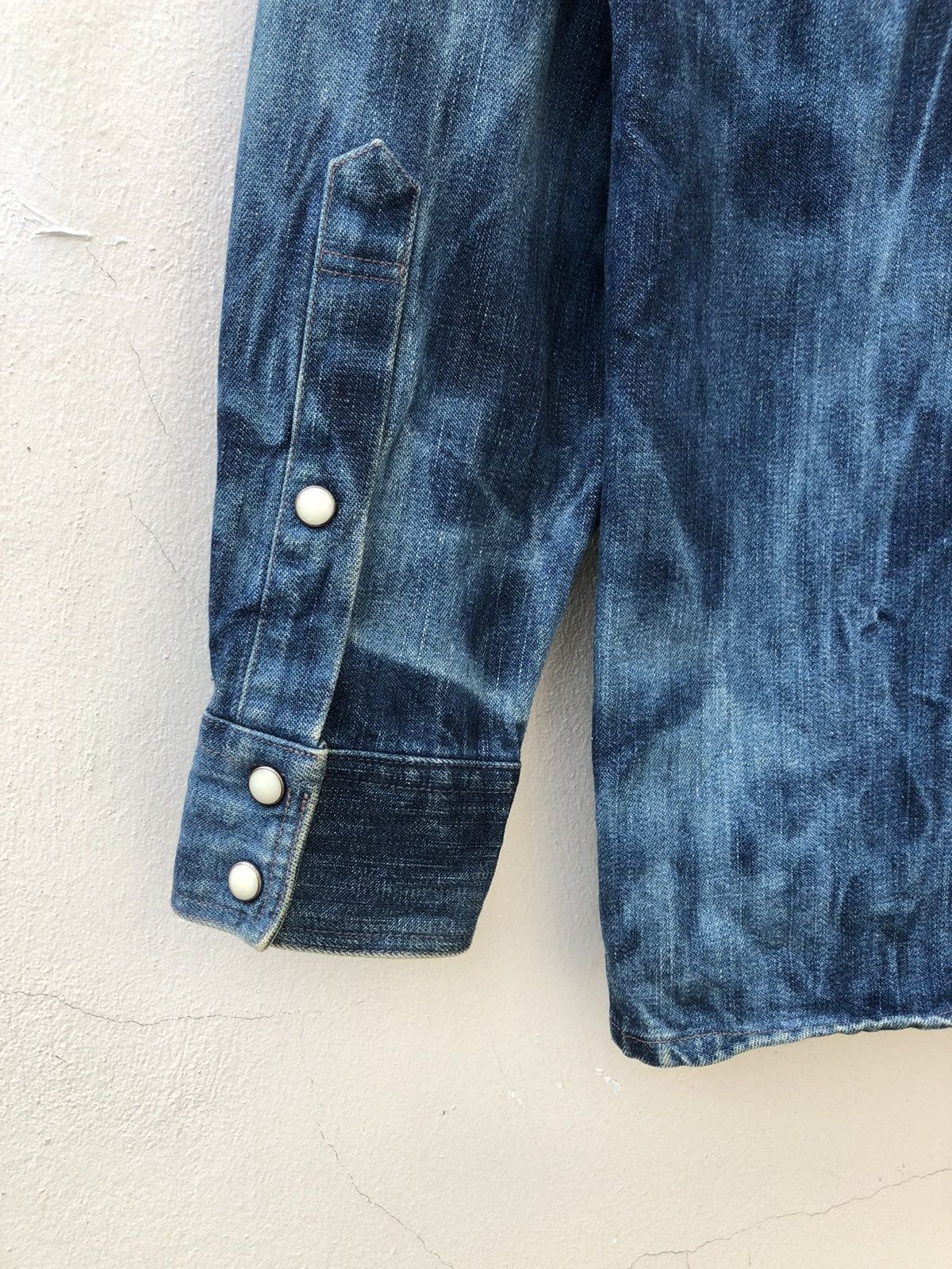 Beams Plus × Vintage Vintage 90s Beams Japan Bleached Thick Denim Western Shirt Size US M / EU 48-50 / 2 - 16 Thumbnail