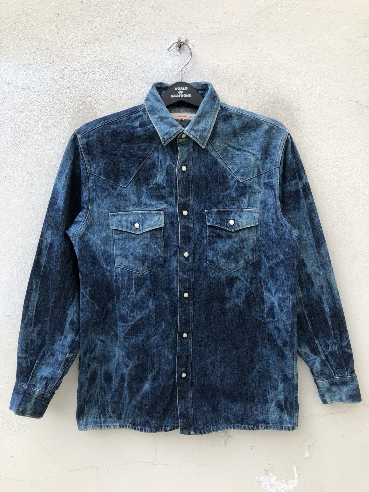Beams Plus × Vintage Vintage 90s Beams Japan Bleached Thick Denim Western Shirt Size US M / EU 48-50 / 2 - 8 Thumbnail