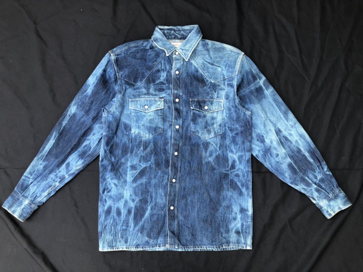 Beams Plus × Vintage Vintage 90s Beams Japan Bleached Thick Denim Western Shirt Size US M / EU 48-50 / 2 - 6 Thumbnail