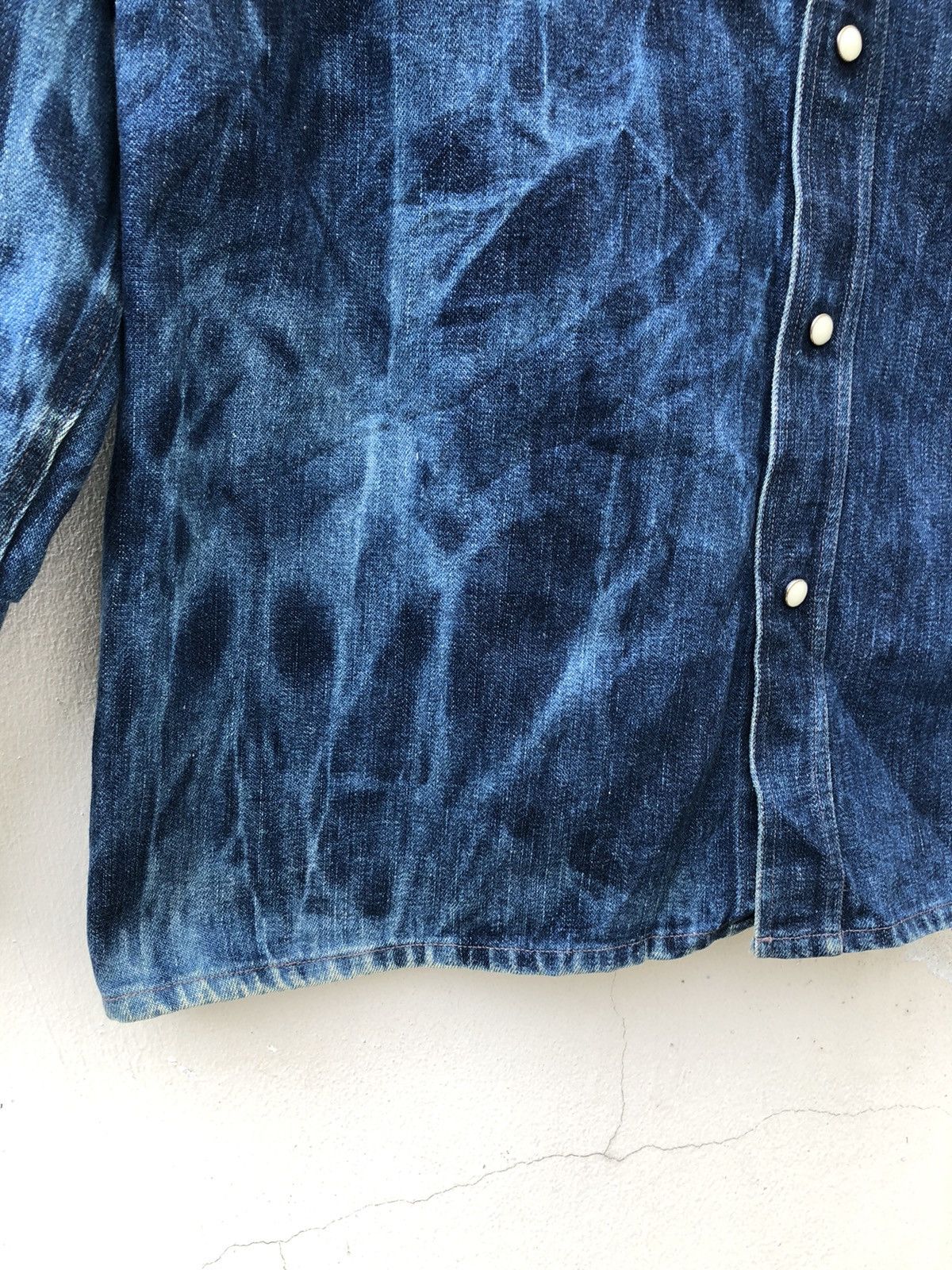 Beams Plus × Vintage Vintage 90s Beams Japan Bleached Thick Denim Western Shirt Size US M / EU 48-50 / 2 - 12 Thumbnail