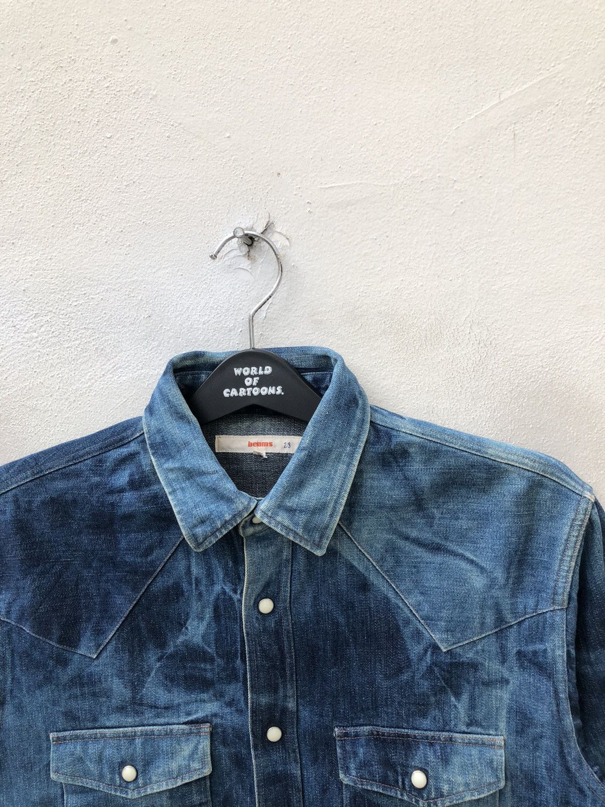Beams Plus × Vintage Vintage 90s Beams Japan Bleached Thick Denim Western Shirt Size US M / EU 48-50 / 2 - 9 Thumbnail