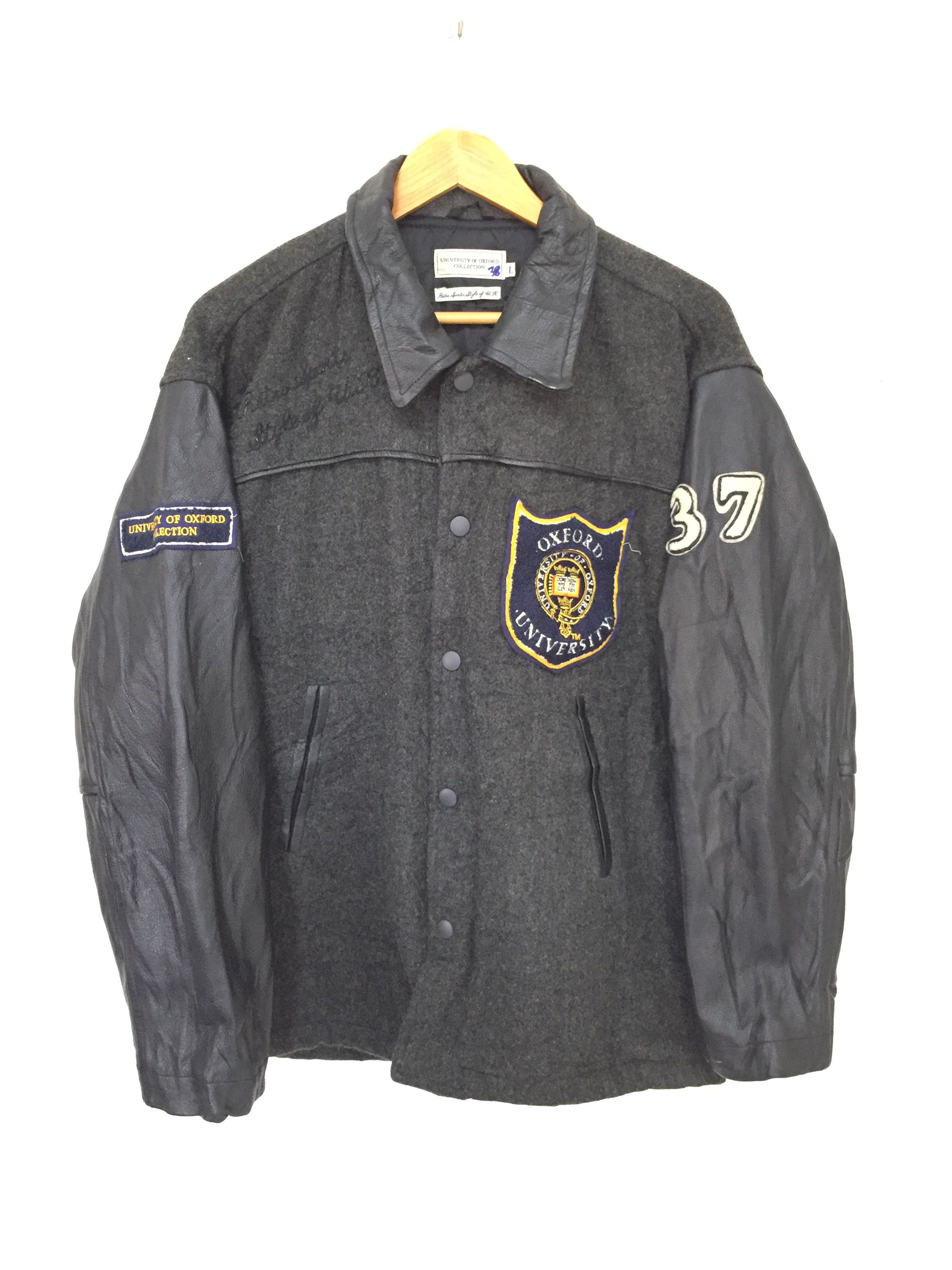 Vintage 90's University Oxford Varsity Leather jacket Size US L / EU 52-54 / 3 - 1 Thumbnail