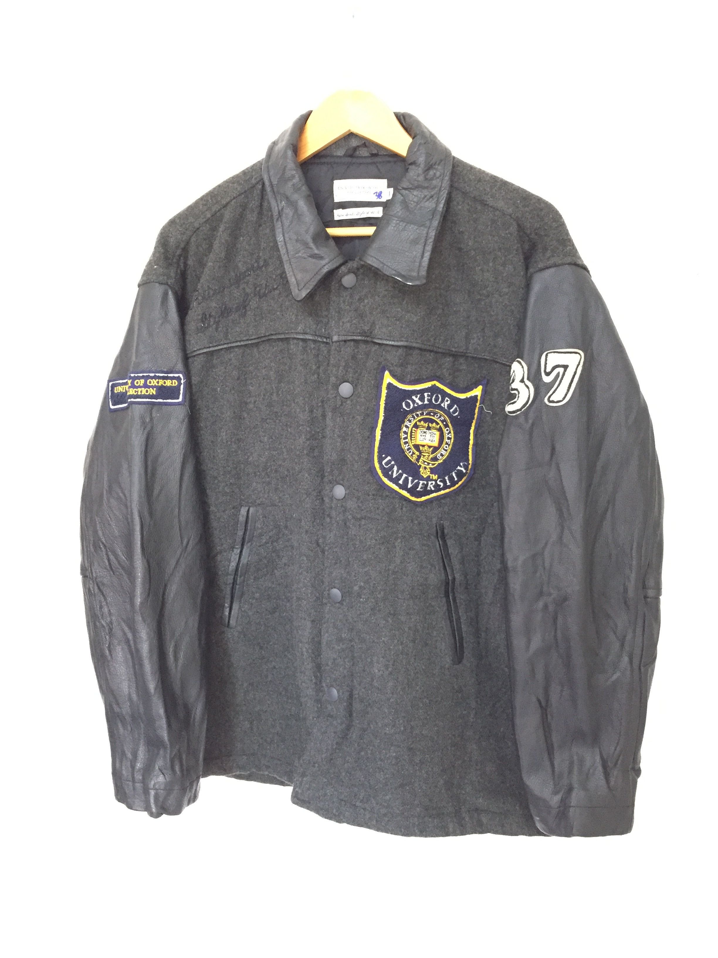 Vintage 90's University Oxford Varsity Leather jacket Size US L / EU 52-54 / 3 - 2 Thumbnail