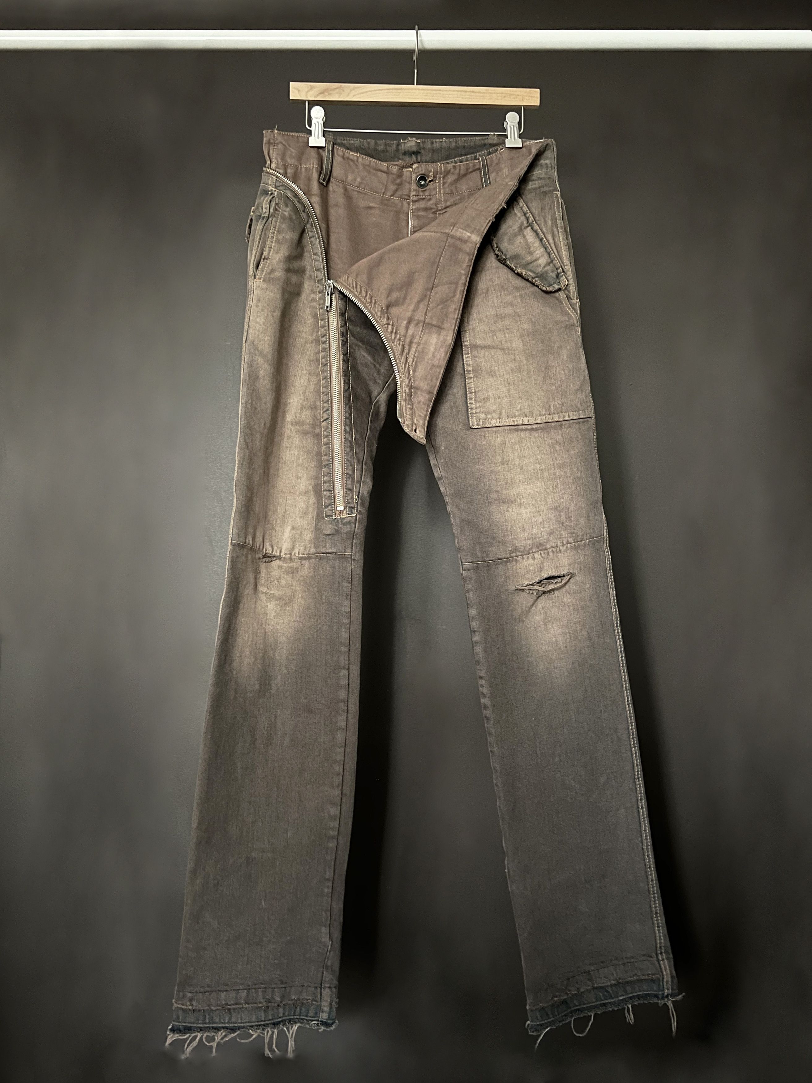【RICK OWENS】インディゴ＆ブラウン Aircut ジーンズ Rick Owens FW06 Rick Owens Brown Aircut Denim - Gem