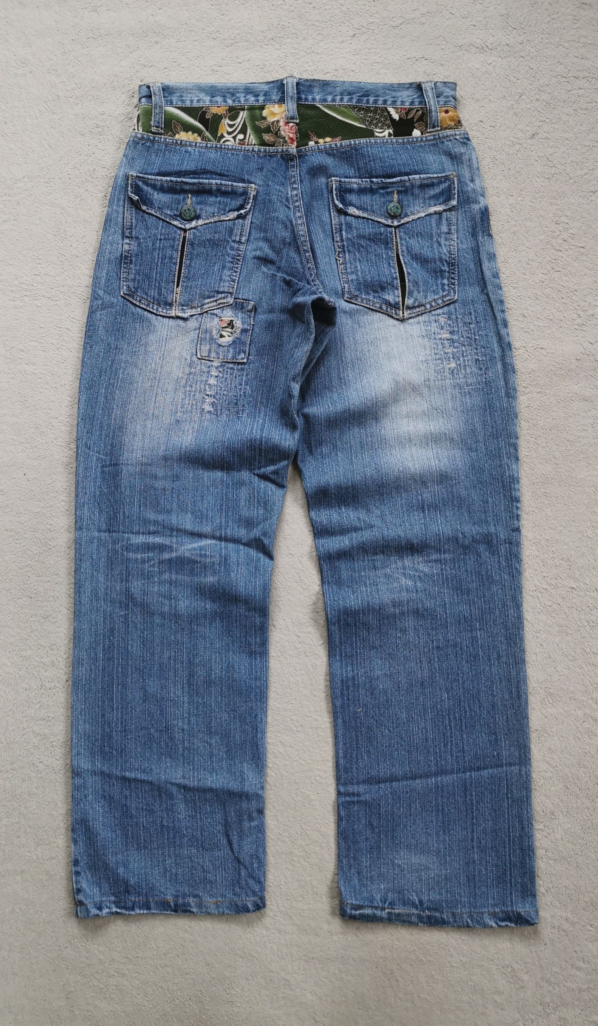 If Six Was Nine Distressed Flowers Embroidery Denim Japan Jeans Size US 33 - 5 Thumbnail
