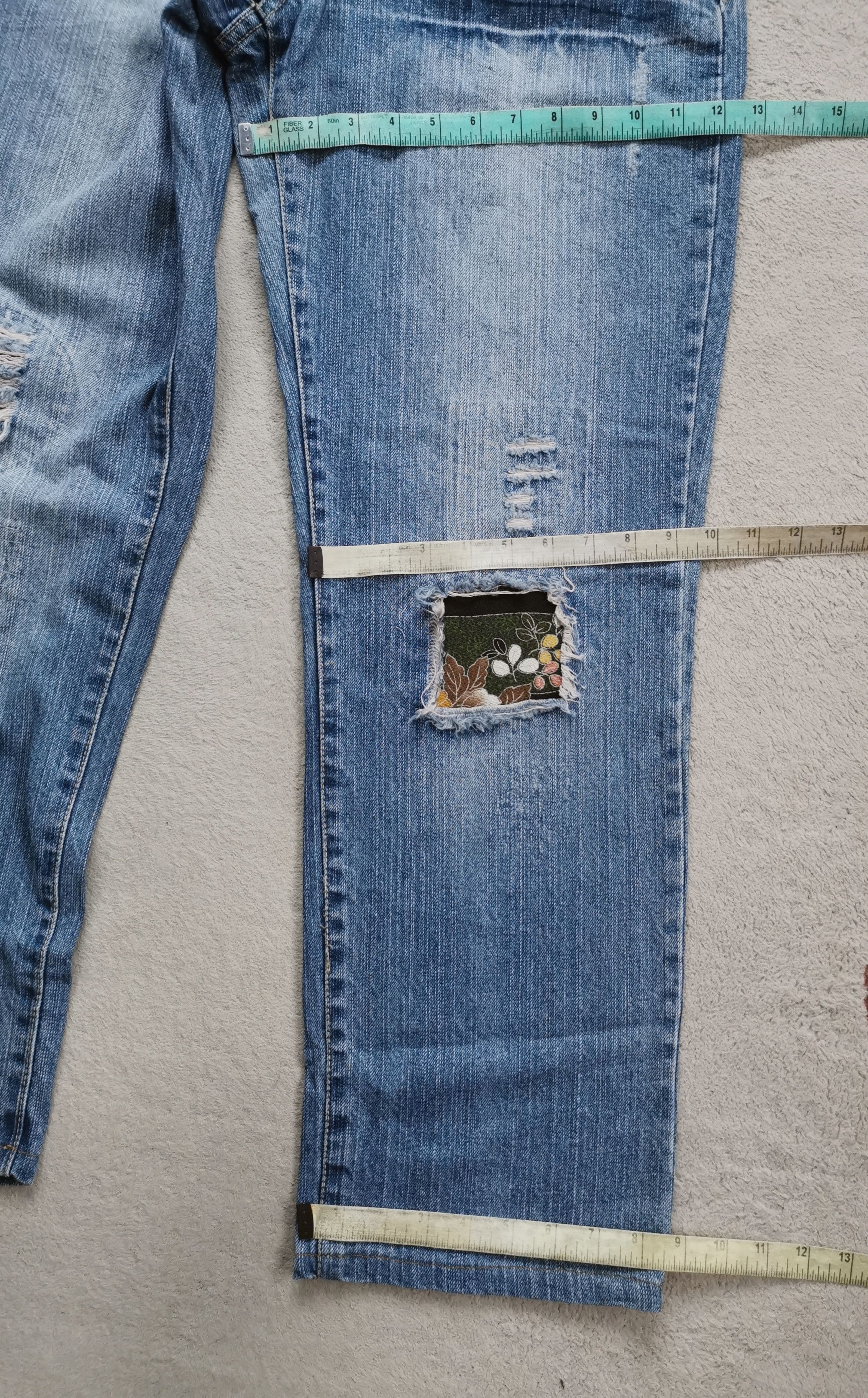 If Six Was Nine Distressed Flowers Embroidery Denim Japan Jeans Size US 33 - 9 Thumbnail