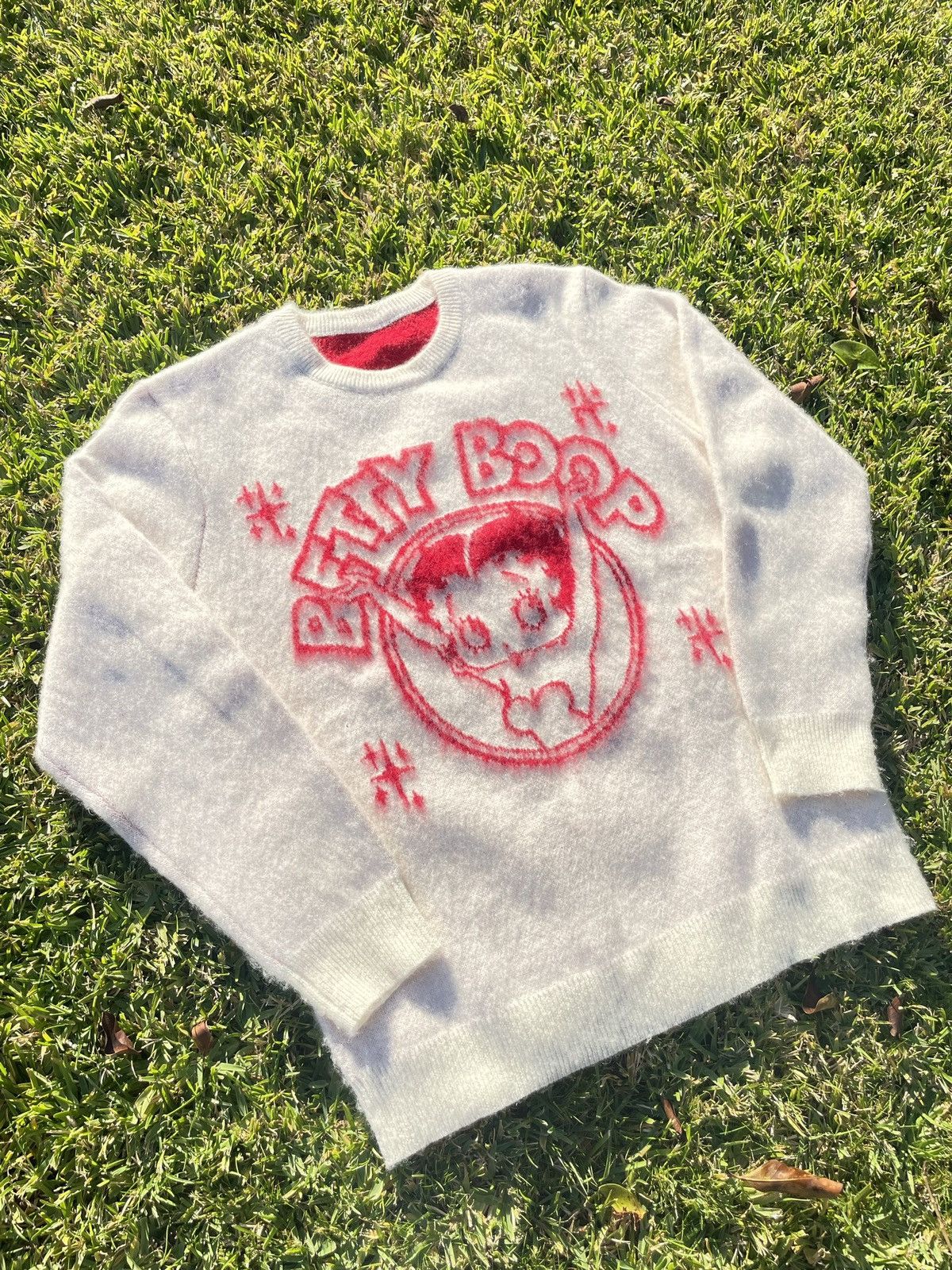 Vintage Betty Boop Circle Mohair Knit Sweater Size US L / EU 52-54 / 3 - 1 Thumbnail