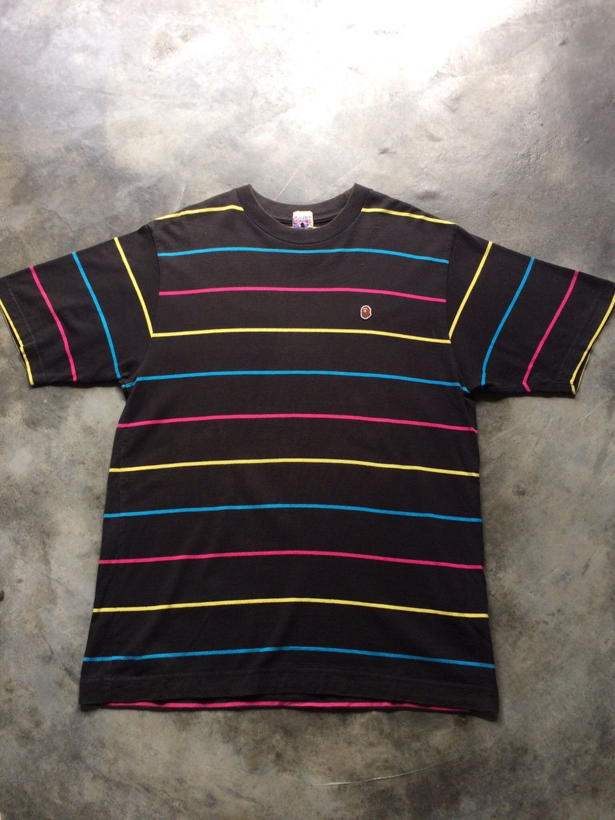 image of Bape x Nigo One Point Striped Tee in Black, Men's (Size Medium)