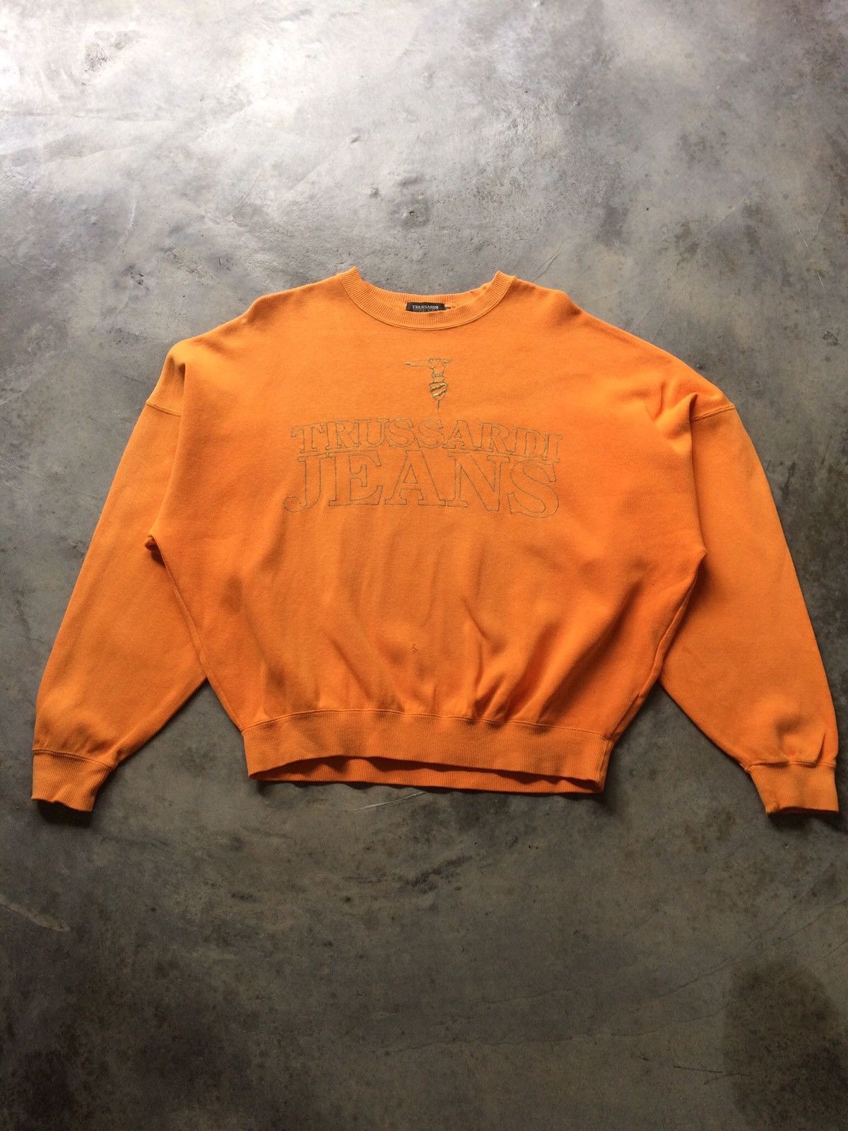 image of 90's Trussardi Big Logo Oversized Crewneck in Orange, Men's (Size Large)